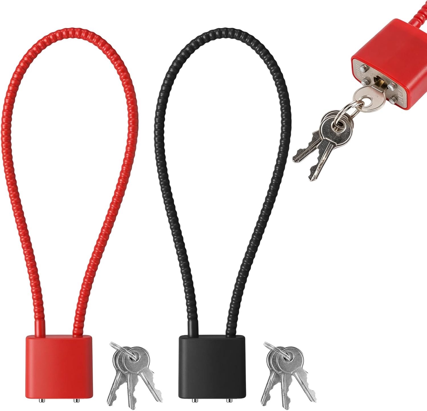 Kabel Hangslot 2 Stuks - Lange Metaal Kabelslot - Inclusief 3 Sleutels - Veilig en Betrouwbaar - ShopVlot