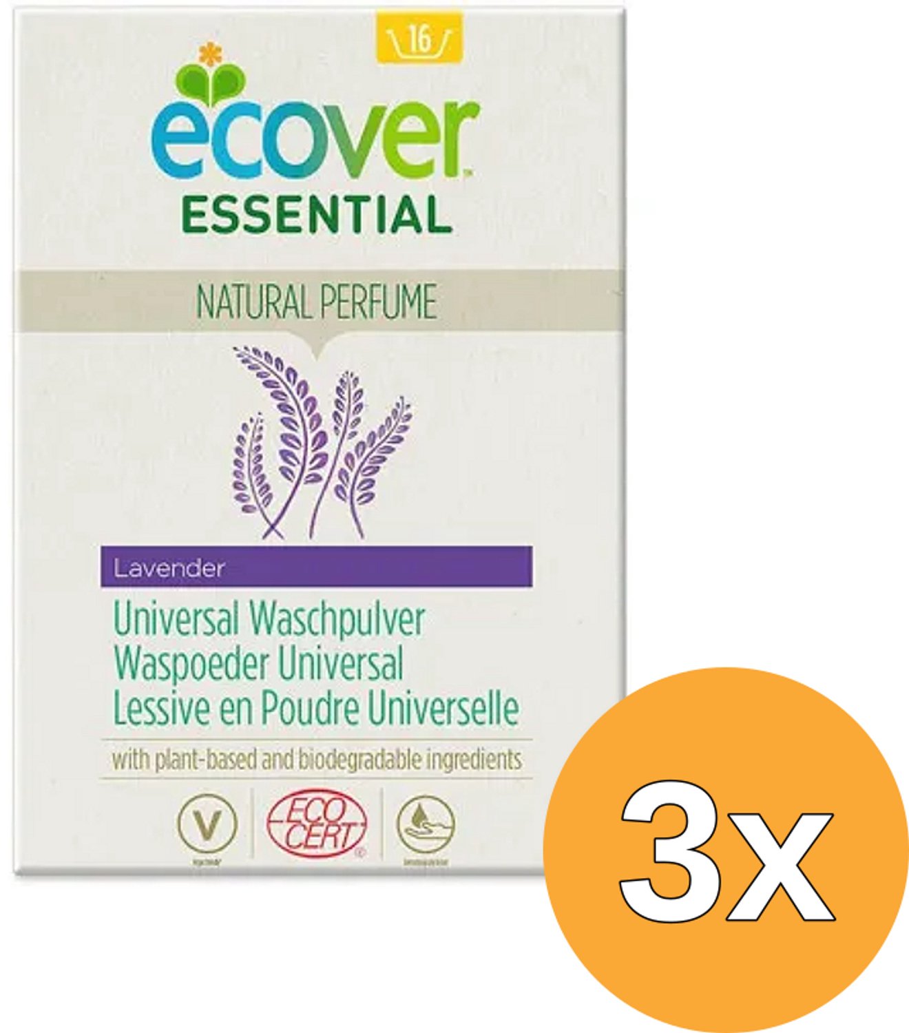 3x Ecover Essential Waspoeder Universal (1200 gr)