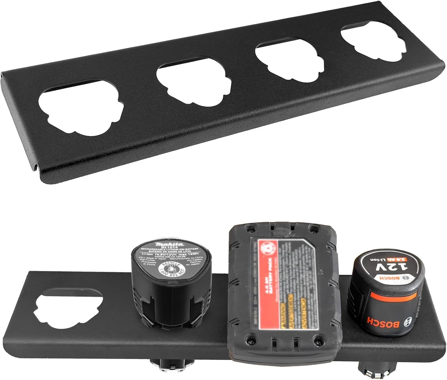 Batterijhouder voor Muurmontage voor 12V Accu's, Stevige Stalen Accu Rek, Geschikt voor Pegboards en Wanden, Ruimtebesparend en Duurzaam