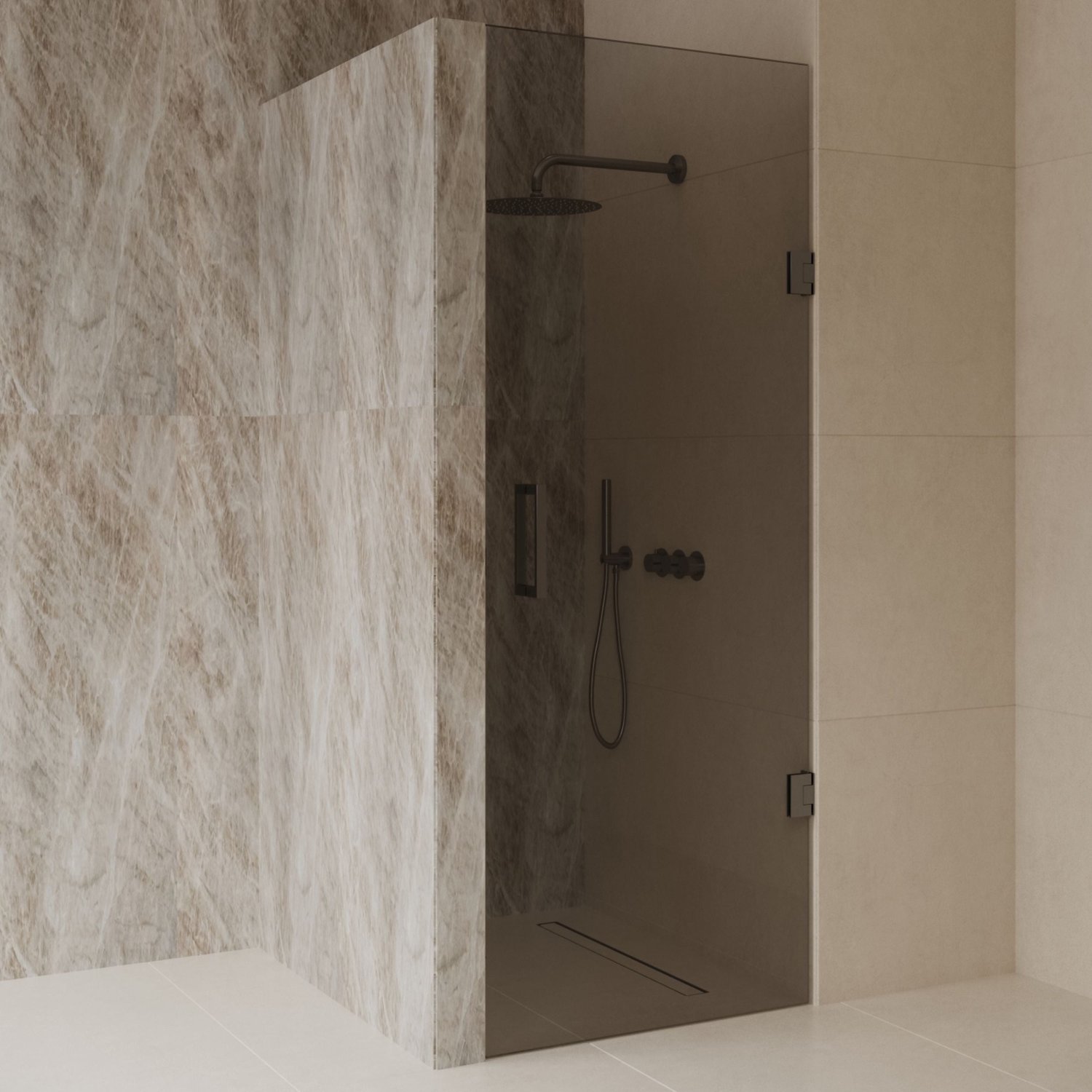 Sanitado Dalis Nisdeur Rookglas Gunmetal Profielen 80x200 cm
