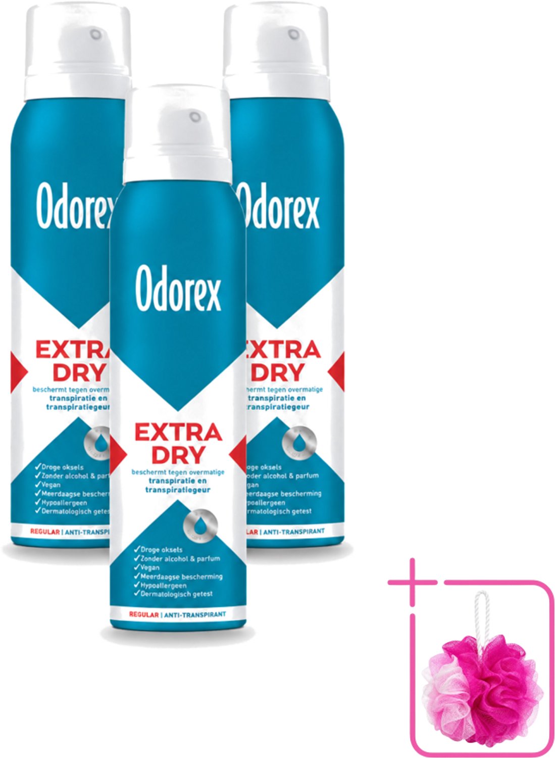 3 x Odorex – Anti-transpirant spray – Extra Dry Regular – 150 ml - Bulkverpakking - Antitranspirant - Deospray