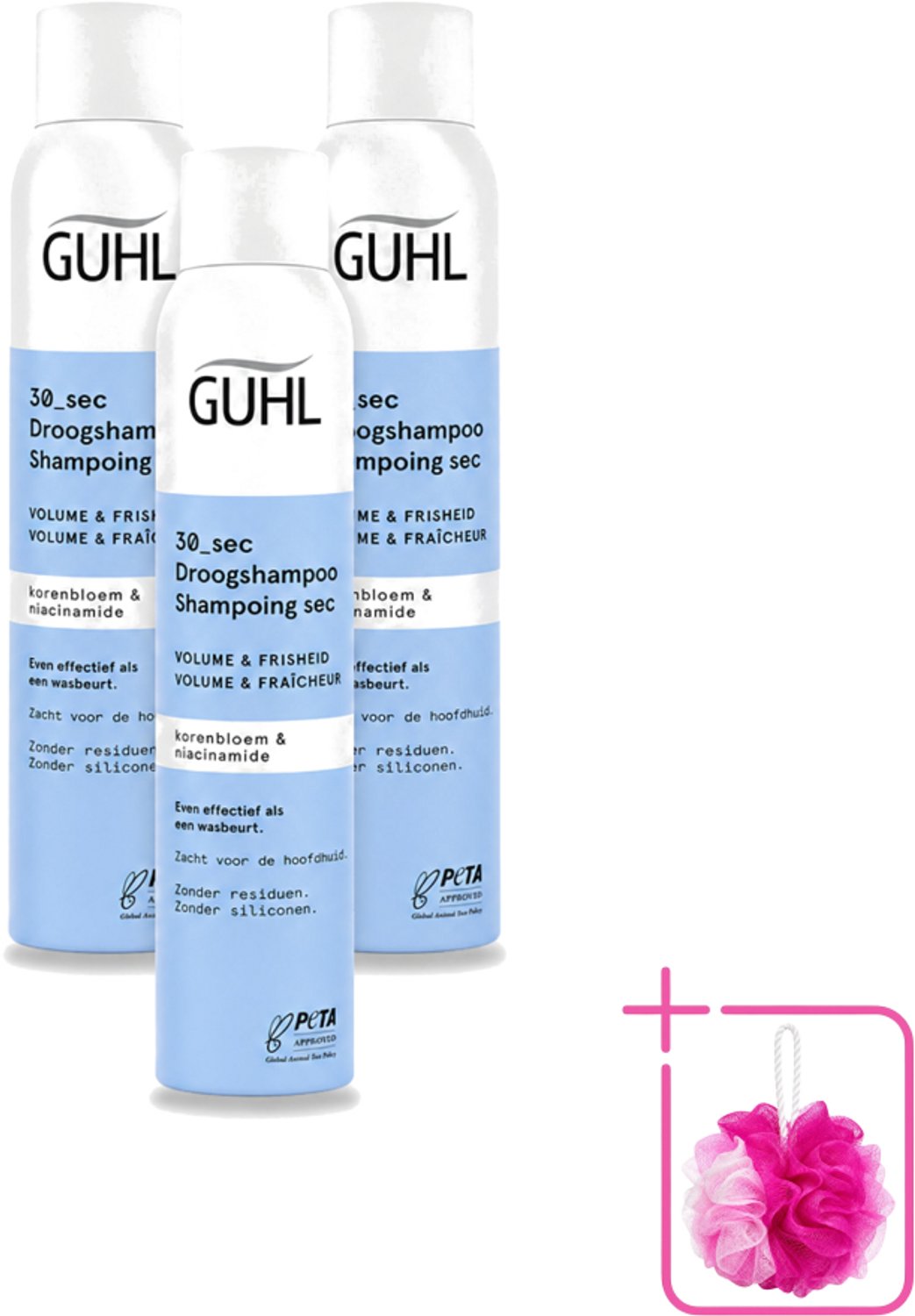 3 x Guhl – Droogshampoo – Volume & Frisheid 30 sec – 200 ml - Bulkverpakking - Droogshampoo - Douchemop - Volume en frisheid