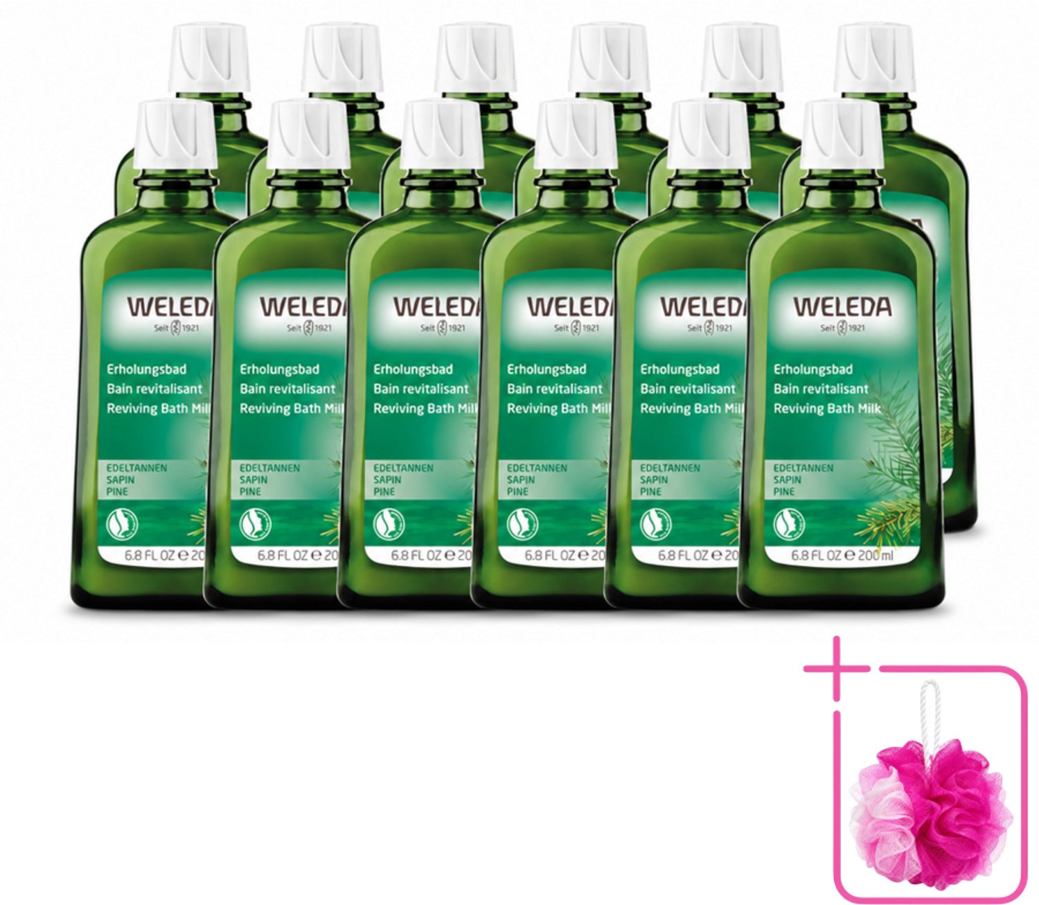 12 x WELEDA - Verkwikkingsbadmelk - Zilverspar - 200 ml - Bulkverpakking - Badmelk - Douchemop - Ontspanning