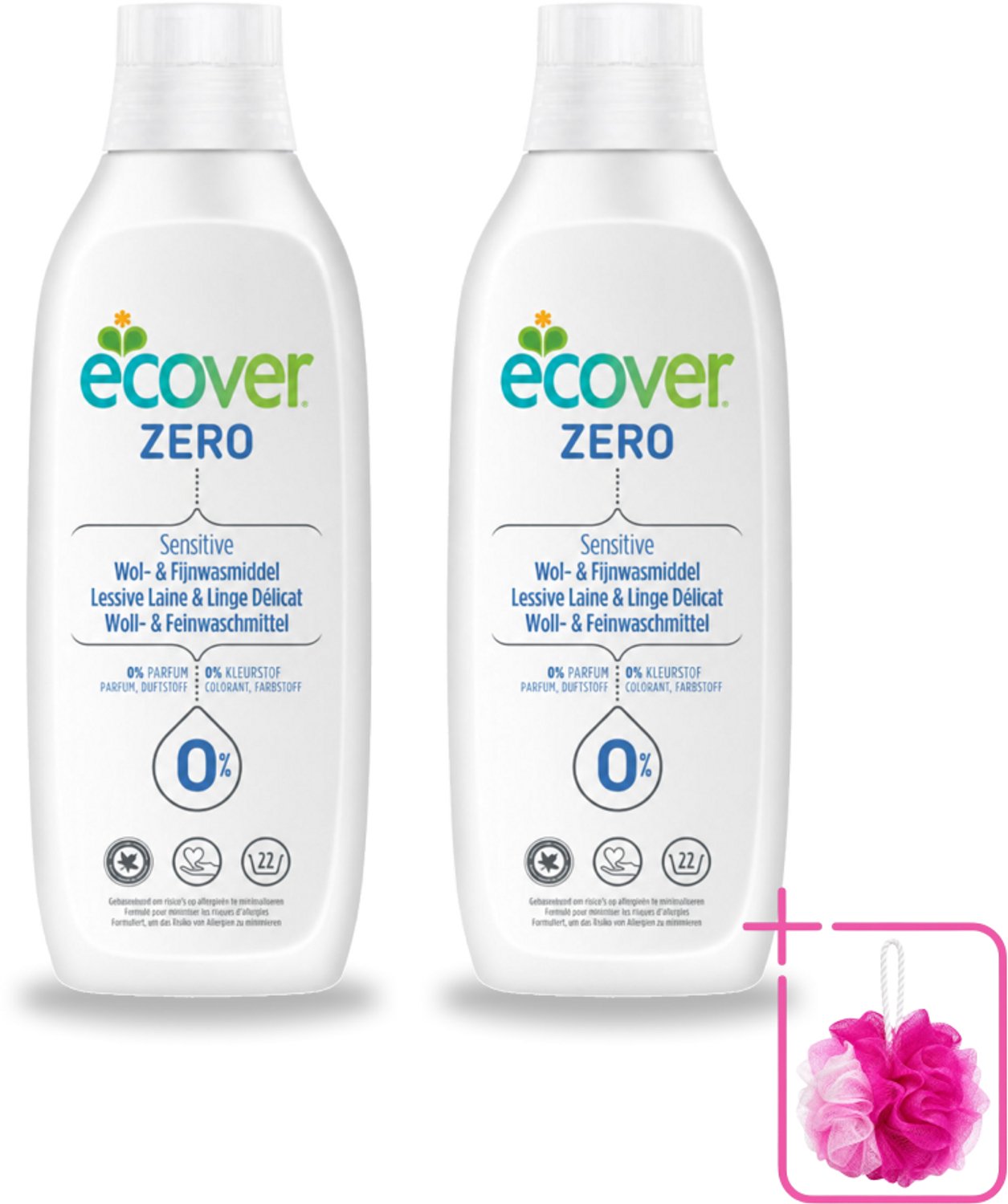 2 x Ecover - Vloeibaar wasmiddel - Wol & Fijnwas - 1 liter - Bulkverpakking - Wasmiddel Wol - Douchemop - Vloeibaar Wasmiddel