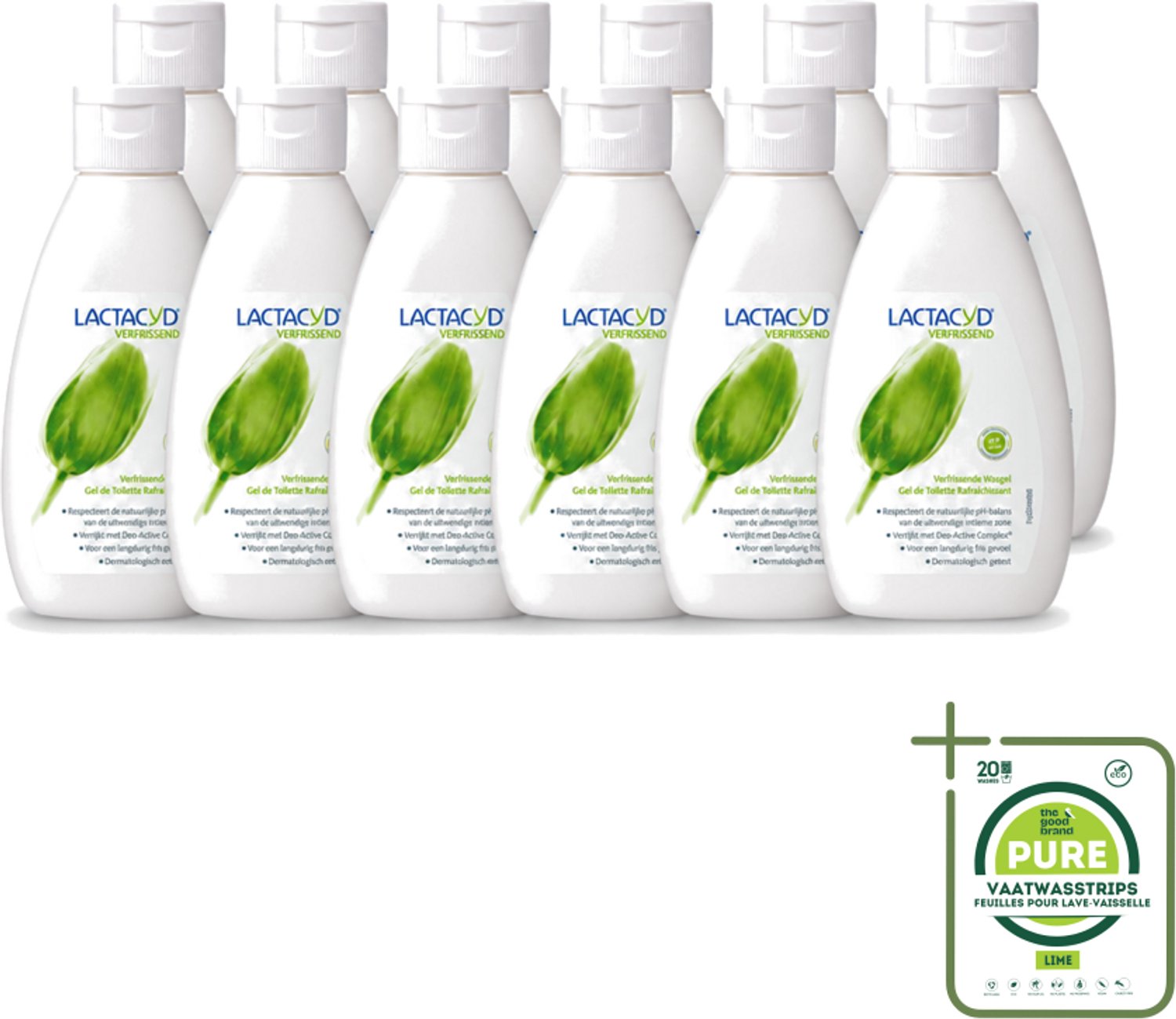 12 x Lactacyd – Verfrissende Wasgel - 200 m - Grootverpakking - Vaatwasstrips - Intieme Wasgel - Frisse Intieme Wasgel - Menthol Wasgel - Geurvervoegende Wasgel - Intieme Verzorging