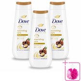 3 x Dove Douchecrème - Nourishing Care - Arganolie - 225 ml - Bulkverpakking - Douchegel - Douchemop - Voedende huid