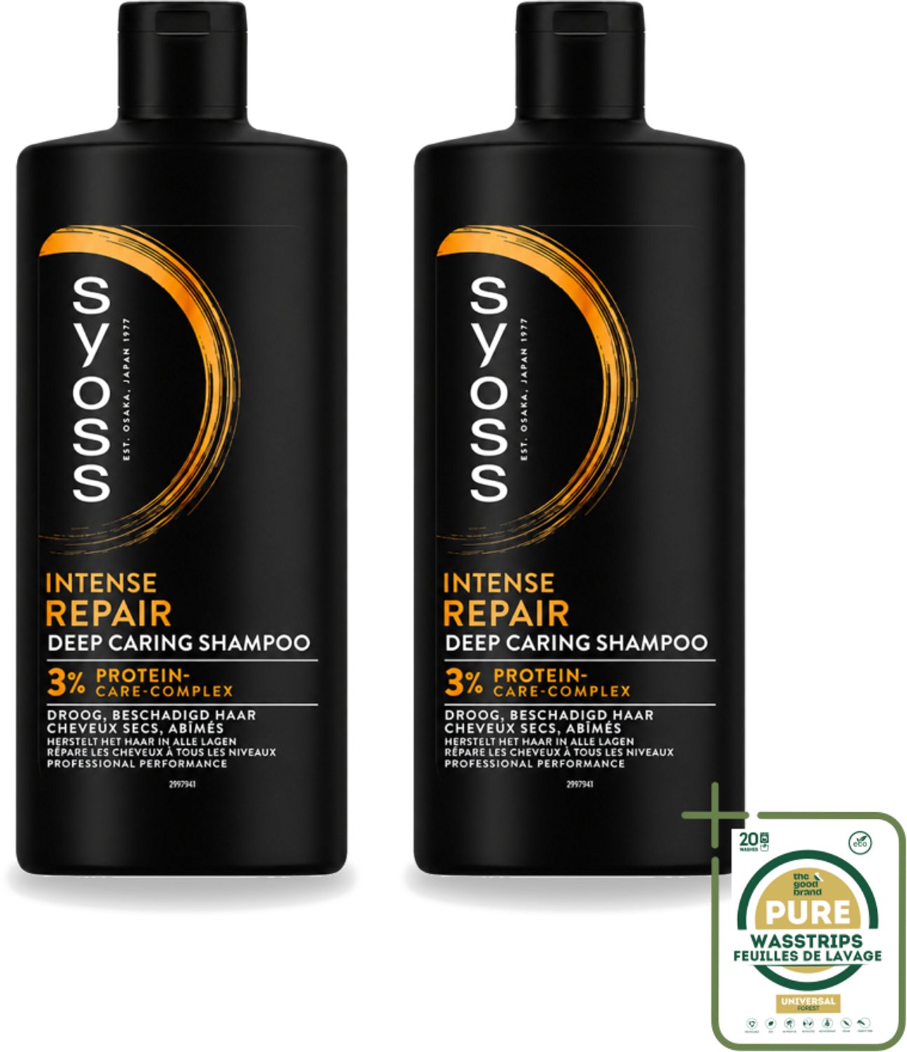 2 x SYOSS - Repair 440 ml - Shampoo - Herstellende Formule - 440ml - Wasstrips - Herstel Haar - Beschadigd Haar - Droog Haar - Haar Herstel - Haar Verzorging