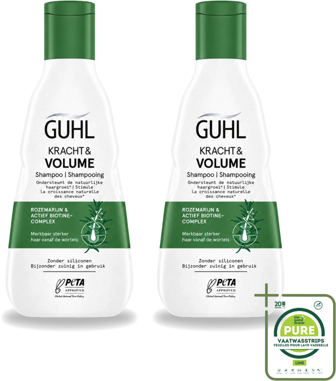 2 x Guhl – Shampoo – Kracht & Volume – 250 ml - Grootverpakking - Vaatwasstrips - Krachtige Shampoo - Volume Shampoo - Haarversterkende Shampoo - Shampoo Voor Dun Haar - Biotine Shampoo