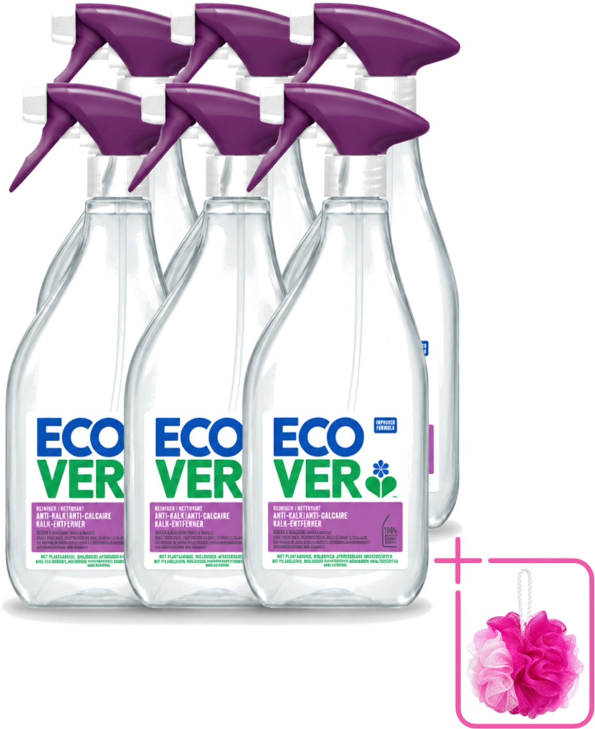 6 x Ecover - Kalkreiniger - Bessen & Basilicum - 500 ml - Bulkverpakking - Kalkverwijderen - Douchemop - Kalkaanslag