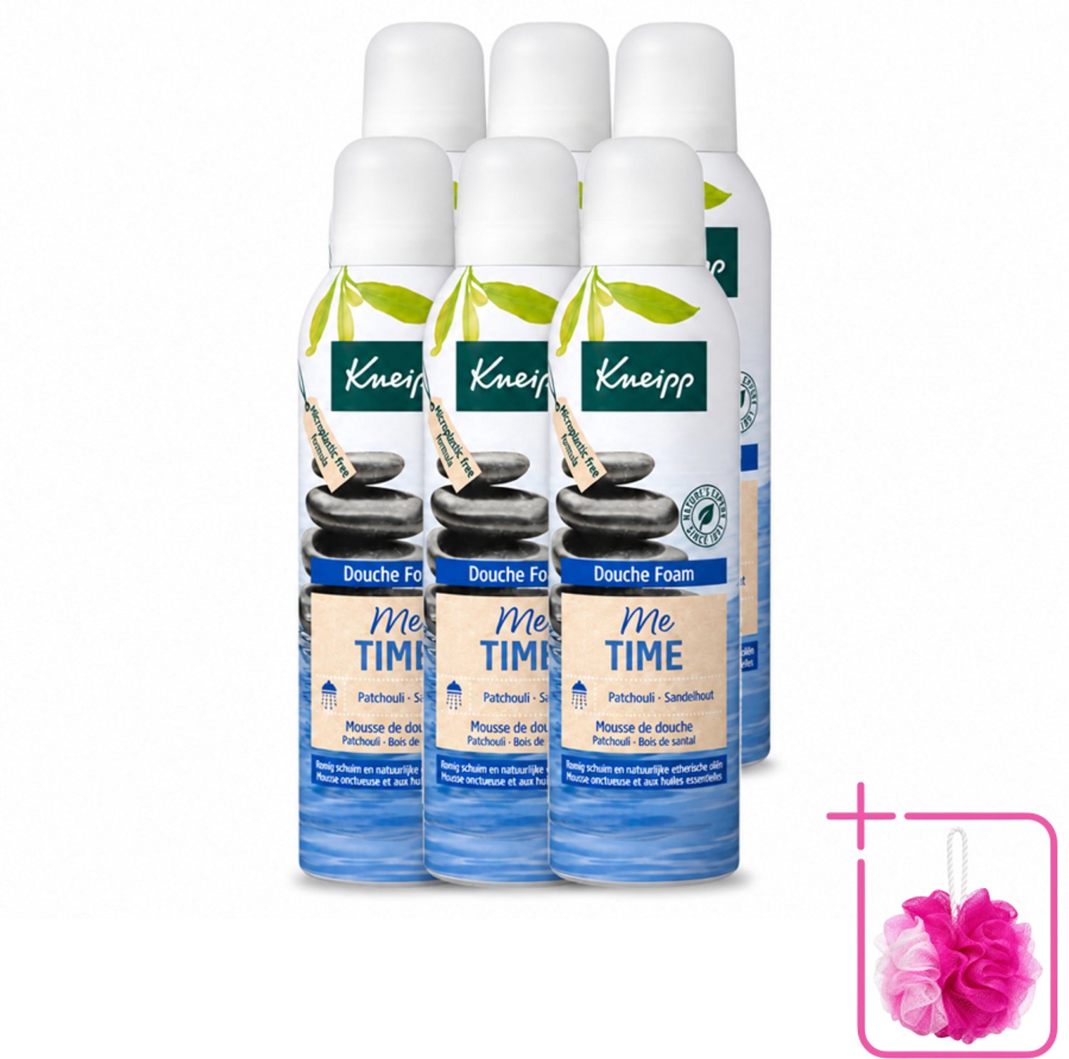 6 x Kneipp - Douche schuim - Me‑Time - Patchouli & Sandelhout - 200 ml - Bulkverpakking - Douche foam - Douchemop - Me-time