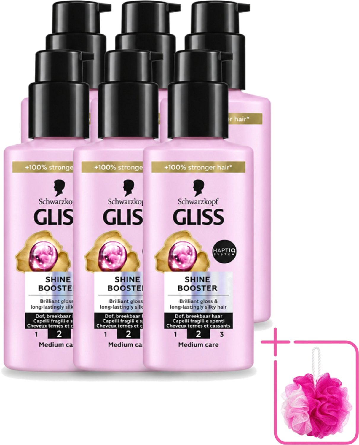 6 x Gliss - Haarserum - Liquid Silk Shine Booster - Fruitige Geur - 100 ml - Bulkverpakking - Haarverzorging - Douchemop - Glans