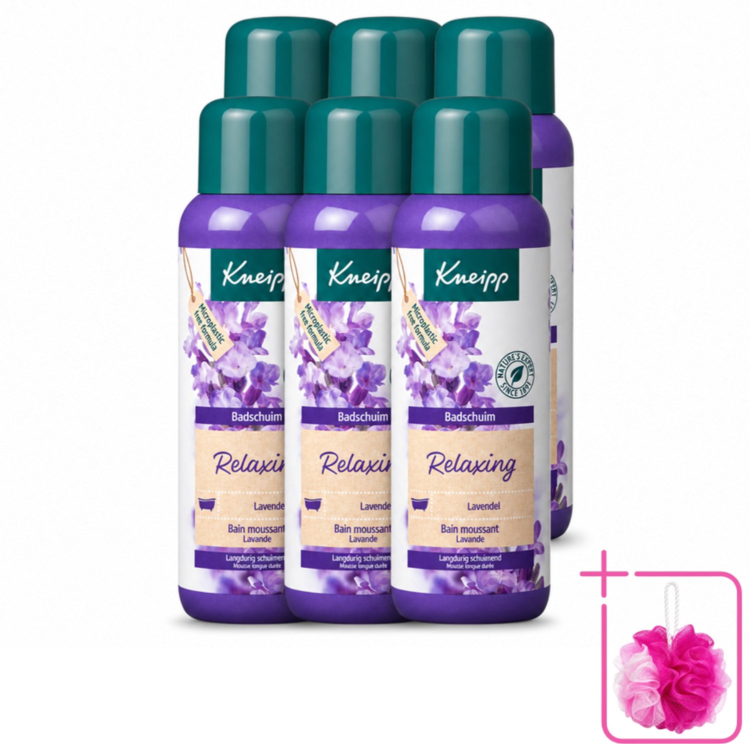 6 x Kneipp - Badschuim - Lavendel - Bloemige geur - 400 ml - Bulkverpakking - Badshuim - Douchemop - Ontspanning