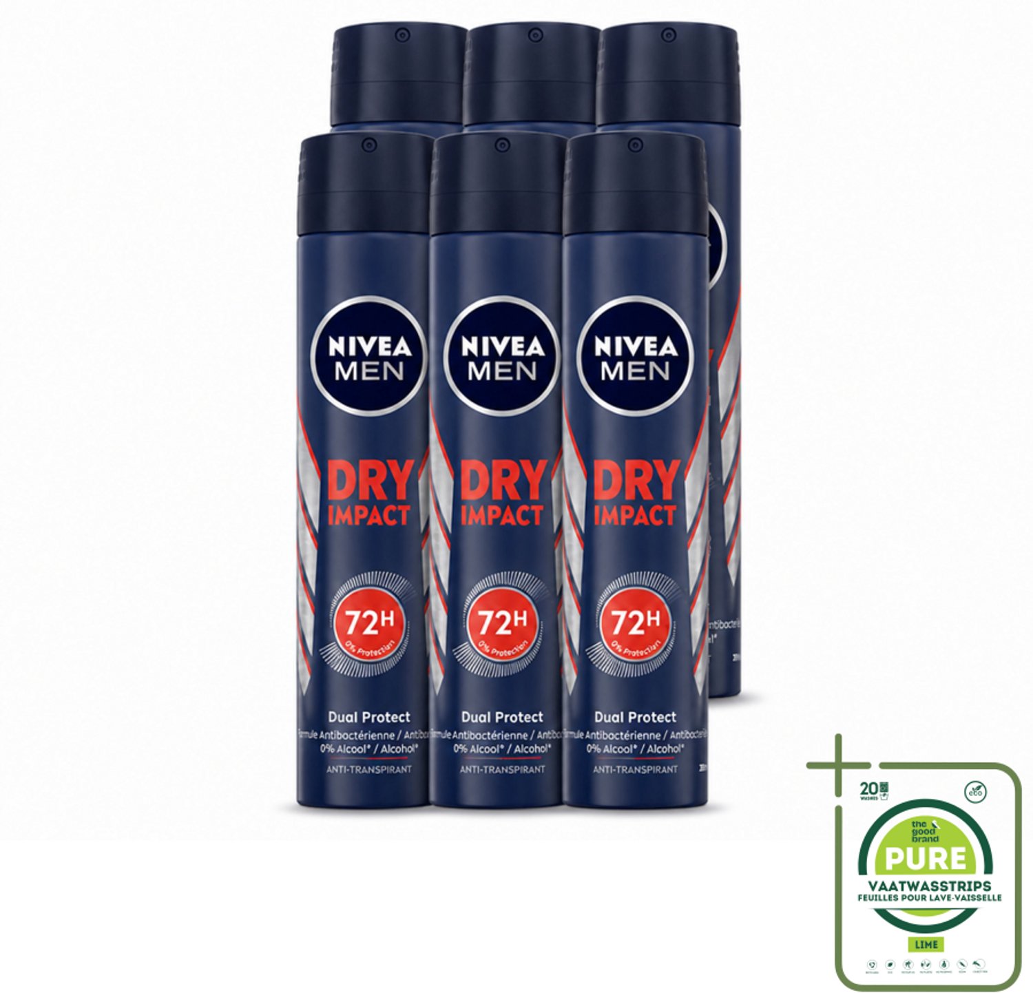 6 x NIVEA MEN – Anti-transpirant spray – Dry Impact – 200 ml - Grootverpakking - Anti-transpirant Spray - Zweet En Geur - 72u Bescherming - Zweetvorming - Geurvermindering