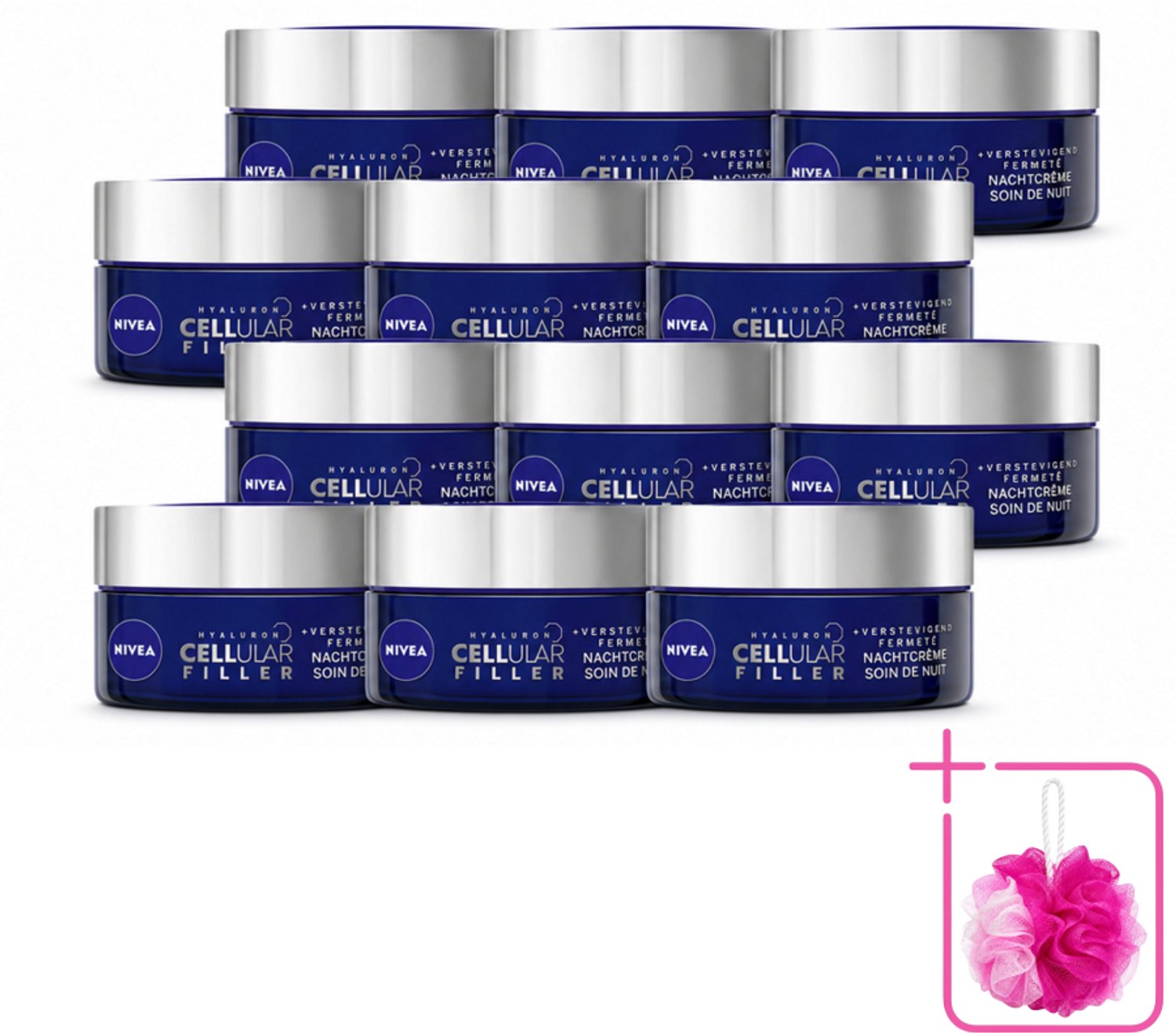 12 x NIVEA - Nachtcrème - CELLular Expert Filler Anti-Veroudering - Voor alle huidtypes - Met Hyaluronzuur & Foliumzuur - Anti-Rimpel & Hydraterend - 50 ml - Bulkverpakking - Anti-aging crème - Nachtcrème