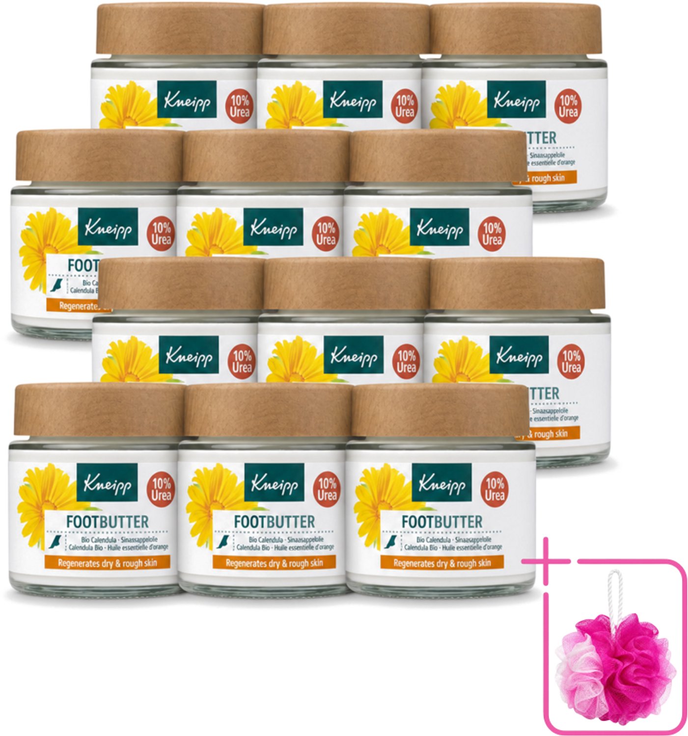 12 x Kneipp - Voetbutter - Calendula - Met citrusgeur - 100 ml - Bulkverpakking - Voetverzorging - Douchemop - Voeten droog