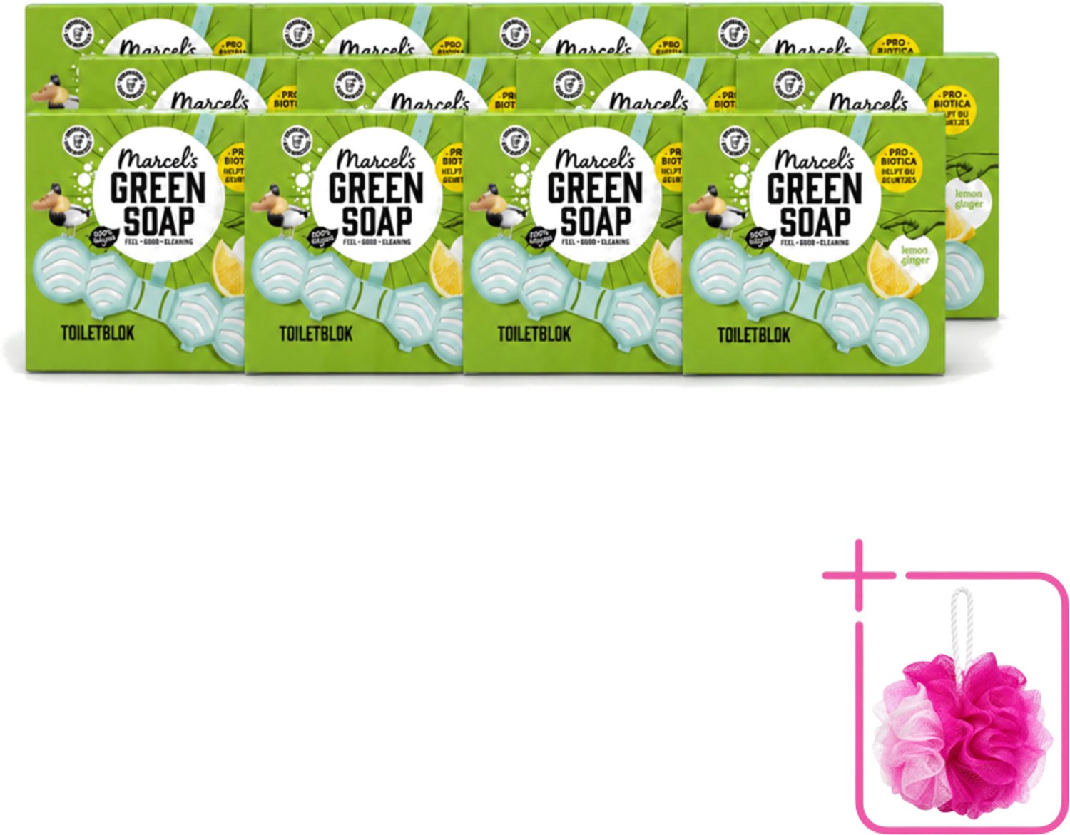 12 x Marcel's Green Soap - Toiletblok - Citroen & Gember - Langdurige werking - 1 Toiletblok - Bulkverpakking - Toiletblok citroen en gember - Douchemop - Natuurlijke toiletgeur