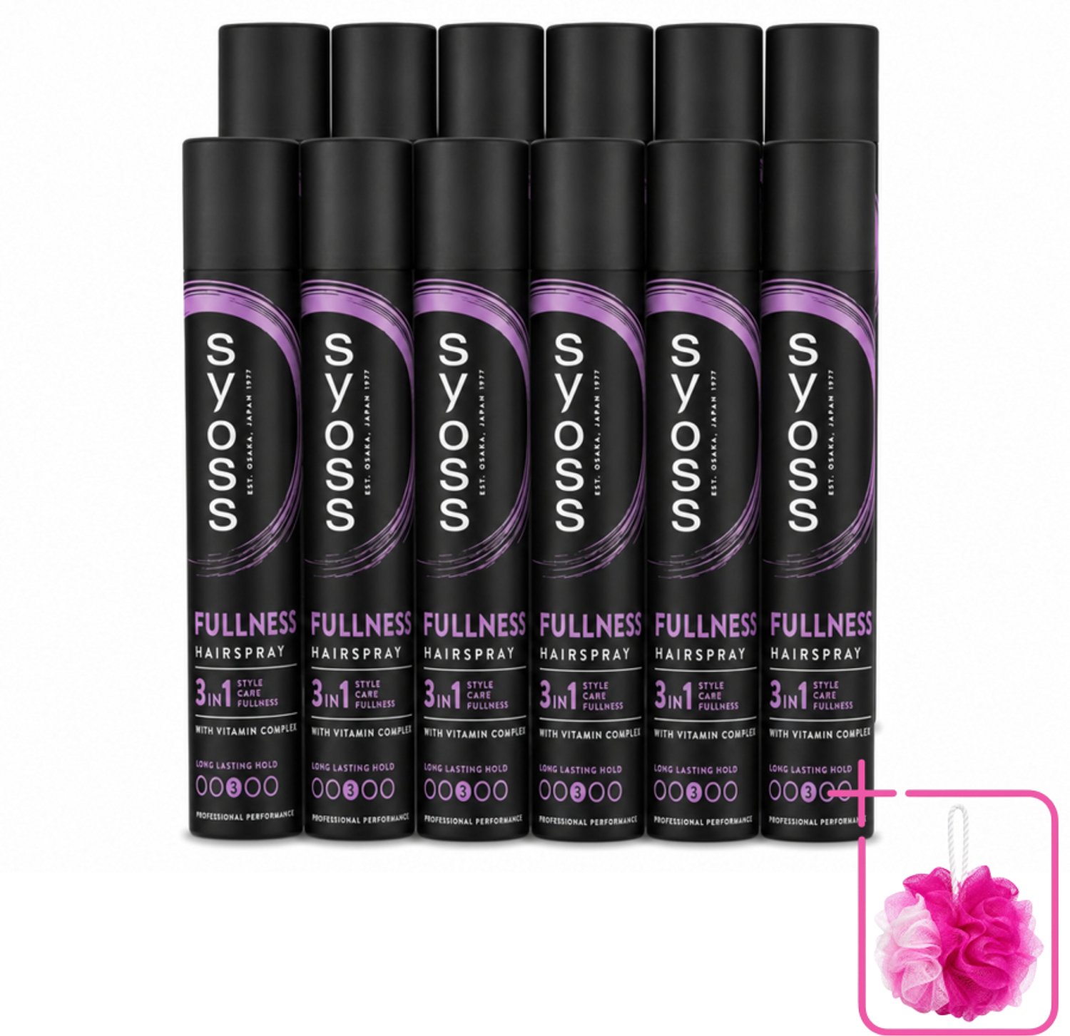 12 x Syoss - Fullness - Haarspray - Volumineus Zonder Gewicht - 300 ml - Bulkverpakking - Haarspray - Douchemop - Volume