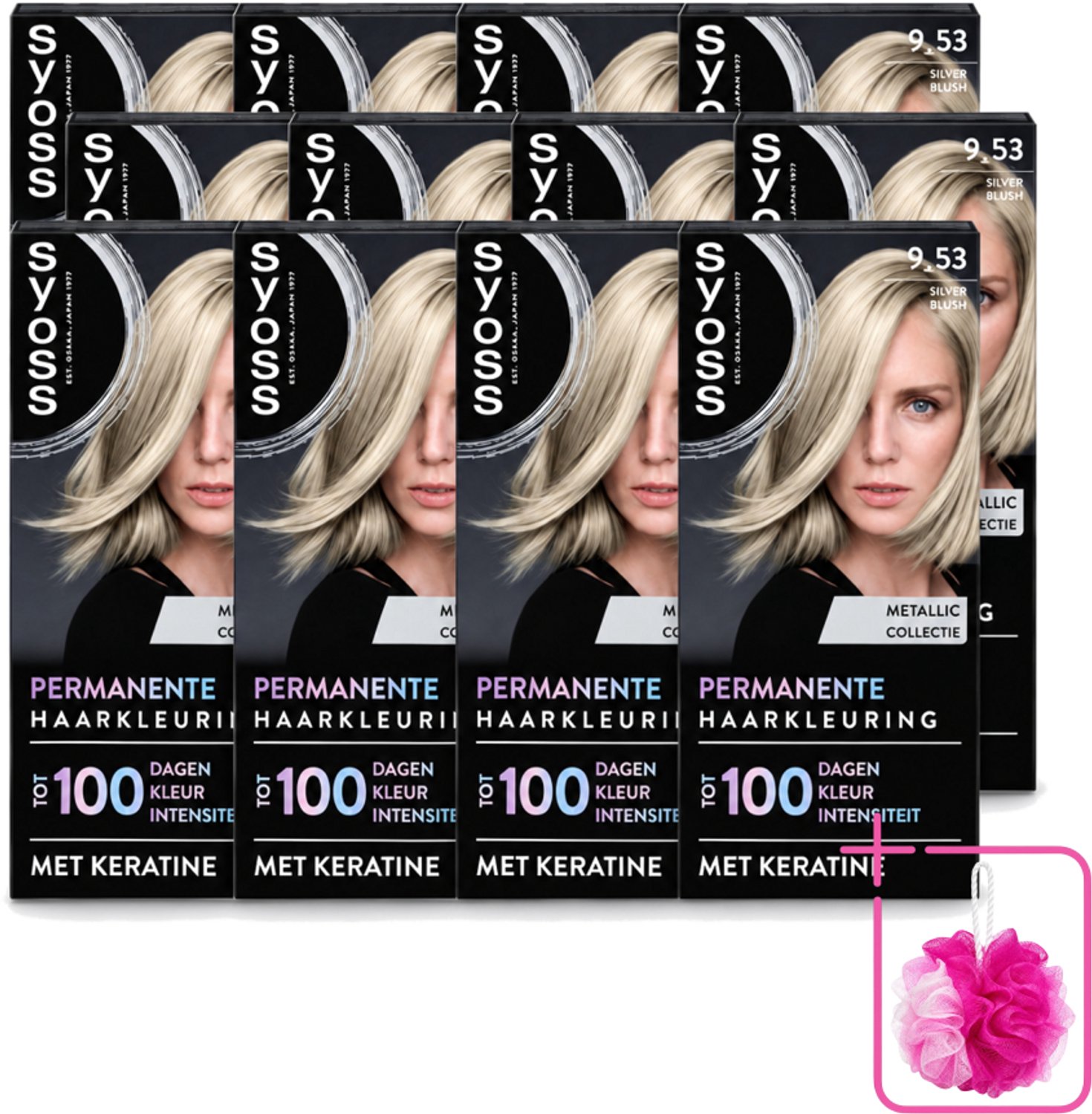 12 x SYOSS - Coloration 9-53 Silver Blush - Haarverf - Grijsdekking - Vermindert Haarbreuk - Bulkverpakking - Haarkleur - Douchemop - Permanente haarkleuring