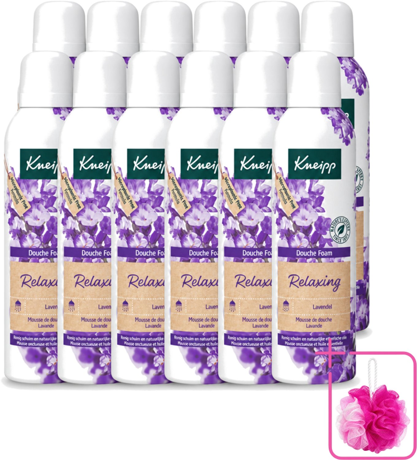 12 x Kneipp - Douche schuim - Relaxing - Lavendel - 200 ml - Bulkverpakking - Douche schuim - Douchemop - Ontspanning