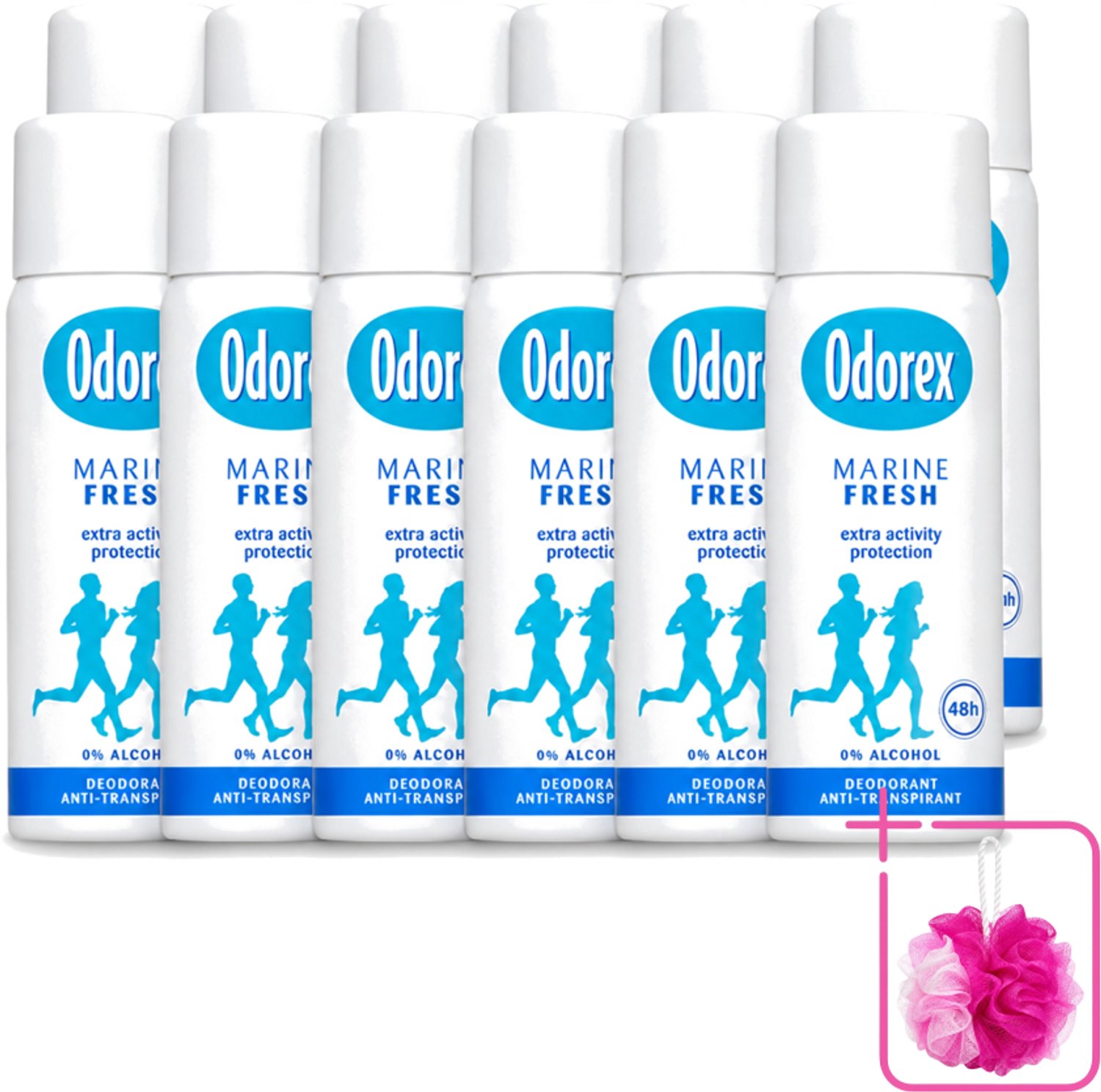 12 x Odorex - Deodorant Spray - Mini Marine Fresh - Fris & Compact - 50 ml - Bulkverpakking - Deodorant spray - Zweetvermindering