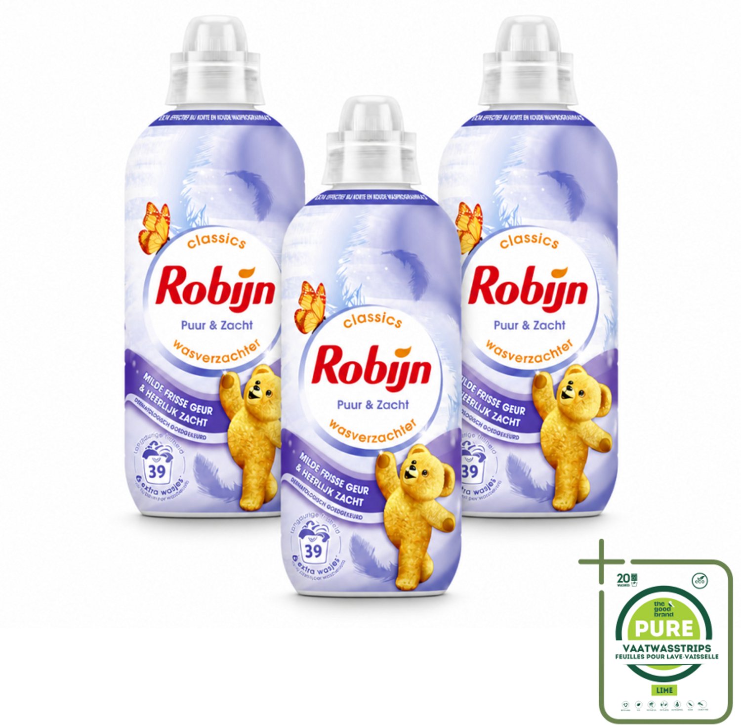 3 x Robijn – Wasverzachter – Puur & Zacht – 780 ml - Grootverpakking - Vaatwasstrips - Wasverzachter - Wasmiddel - Wasgeur - Kleding Verzorgen - Huidbescherming