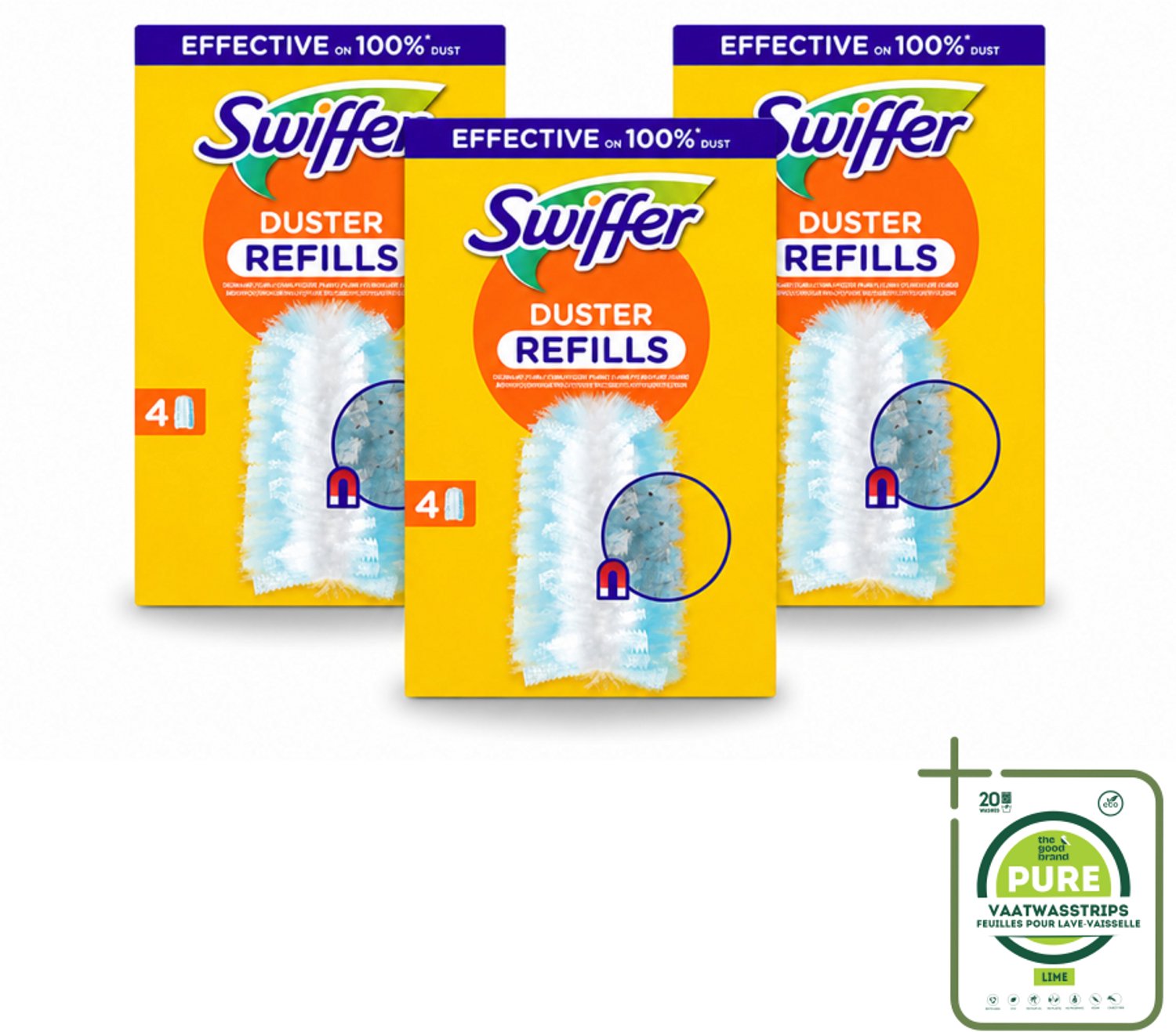 3 x Swiffer - Duster – Voor Stofwisser – 4 navullingen - Grootverpakking - Vaatwasstrips - Stofduster Navullingen - Stofbeurt - Stofvrij Maken - Stof Vasthouden - Elektrische Stofduster