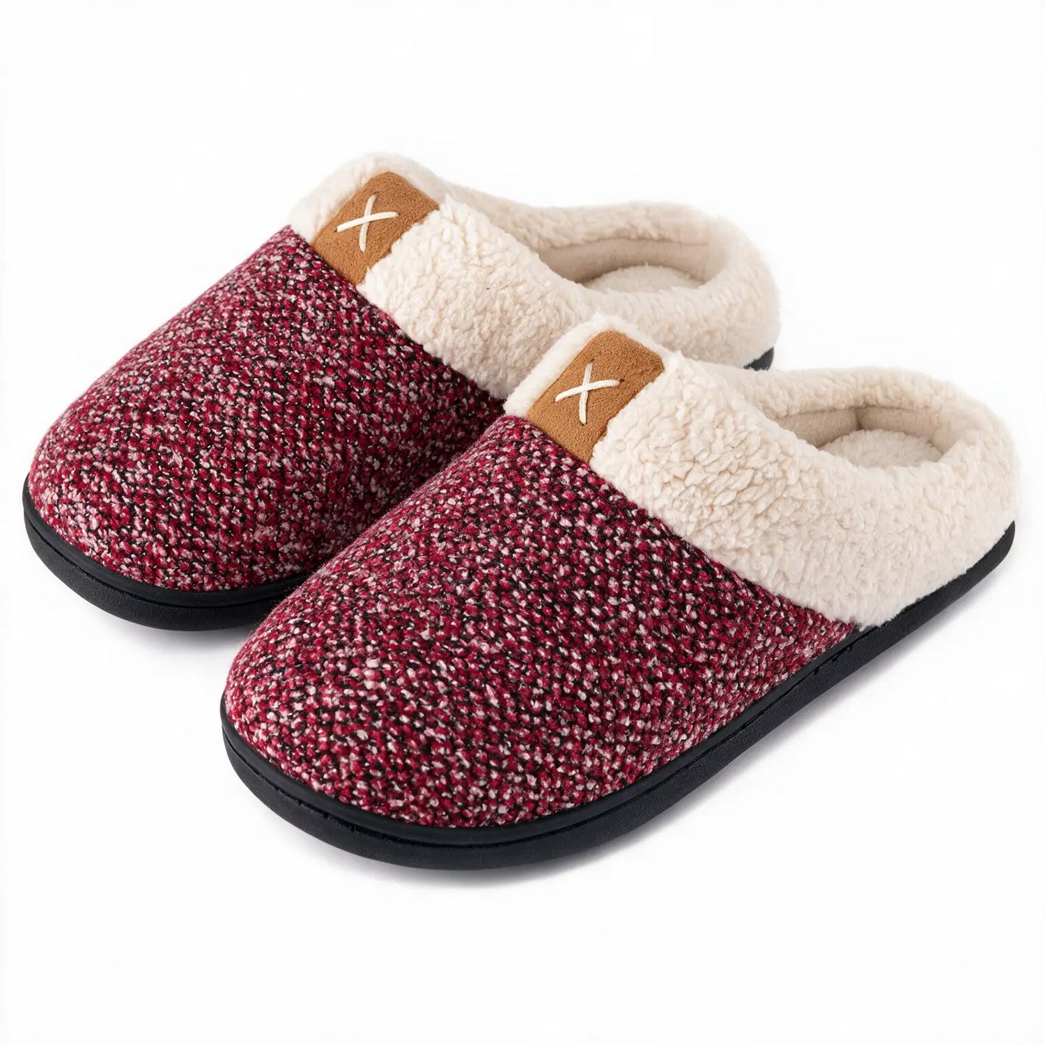 Budino® Warme Instap Pantoffels - Open Sloffen - Muiltjes - Huissloffen - Dames en Heren - Bordeaux Rood - Maat 44/45
