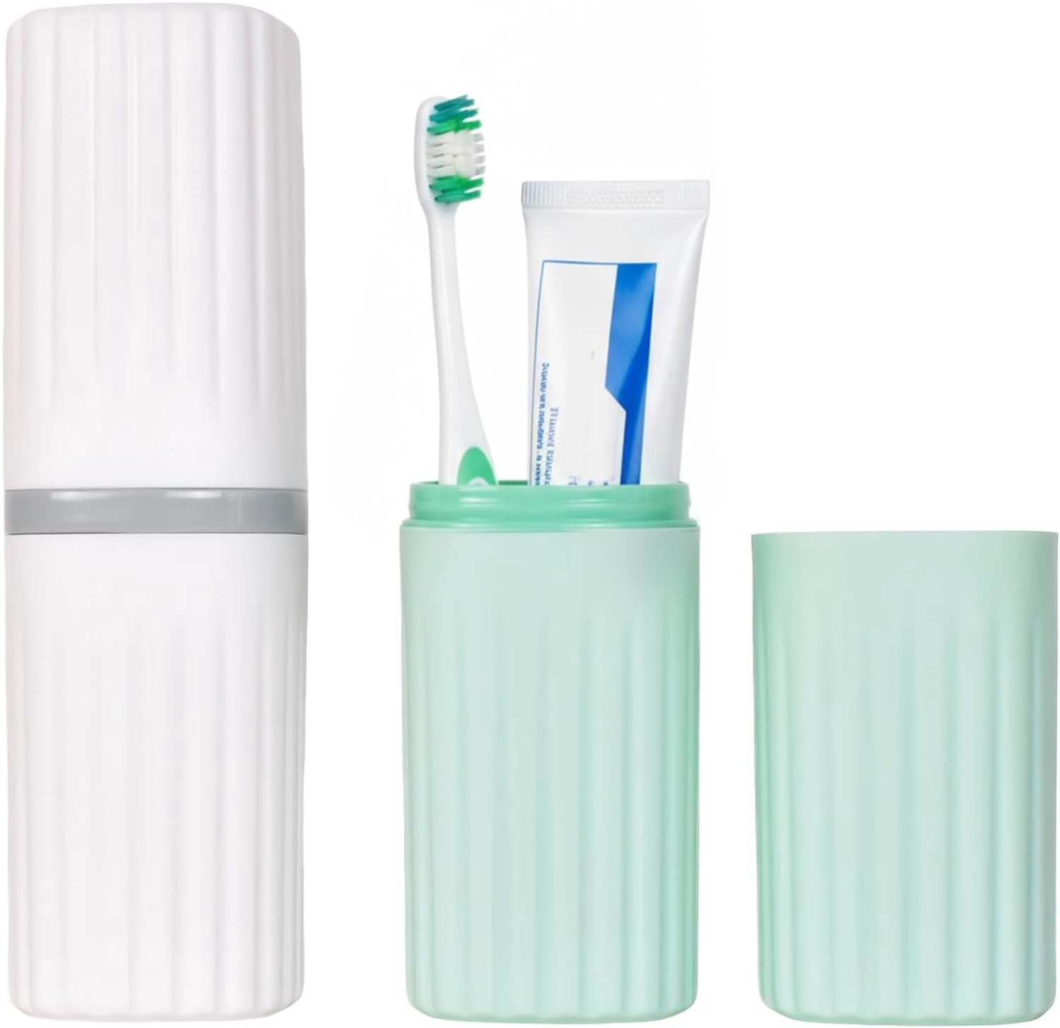 Reis Tandenborstel Etui, 2-Delige Schokbestendige Tandenborstelhouder, Waterdicht en Compact voor Vakantie, Kamperen en Hotelgebruik, Mintgroen en Wit