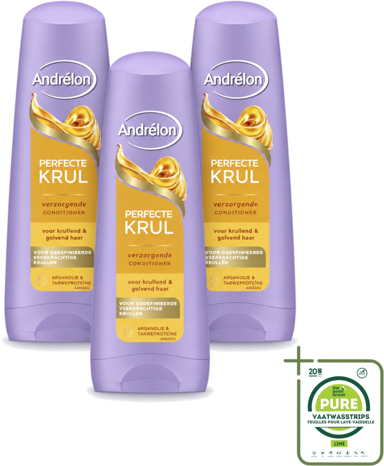 3 x Andrélon – Conditioner – Perfecte Krul – 200 ml - Grootverpakking - Vaatwasstrips - Krullen Verzorgen - Krullen Pluisvrij - Krullen Zacht - Krullen Flexibel - Krullen Veerkrachtig