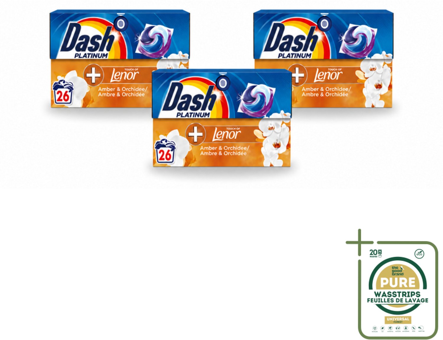3 x Dash – Wasmiddelcapsules – 4in1 Pods Amber & Orchidee – 26 capsules - Wasstrips - Wasmiddel Capsules - 4 In 1 Wasmiddel - Frisse Geur Wasmiddel - Wasmiddel Voor Kleding - Wasmiddel Met Bloemige Geur