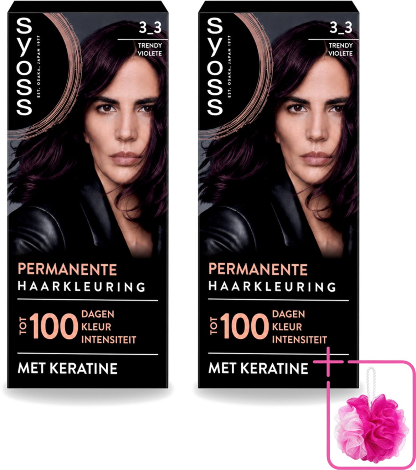 2 x SYOSS Permanent Coloration 3-3 - Haarverf - Trendy Violet - Bulkverpakking - Haarkleuring - Douchemop - Permanente haarkleuring