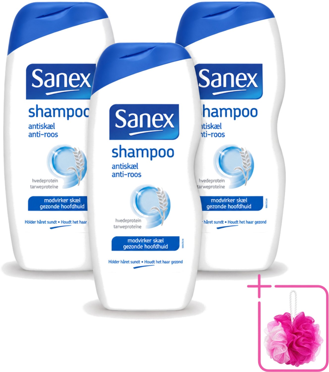 3 x Sanex - Shampoo - Anti-Roos - Tegen Schilfers - 250 ml - Bulkverpakking - Anti-roos shampoo - Douchemop - Schilfers shampoo