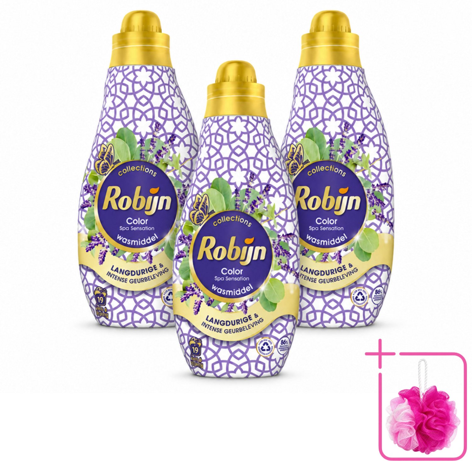 3 x Robijn - Klein & Krachtig Spa Sensation - Vloeibaar Wasmiddel - 19 Wasbeurten - 665 ml - Bulkverpakking - Wasmiddel - Douchemop - Spa Geur