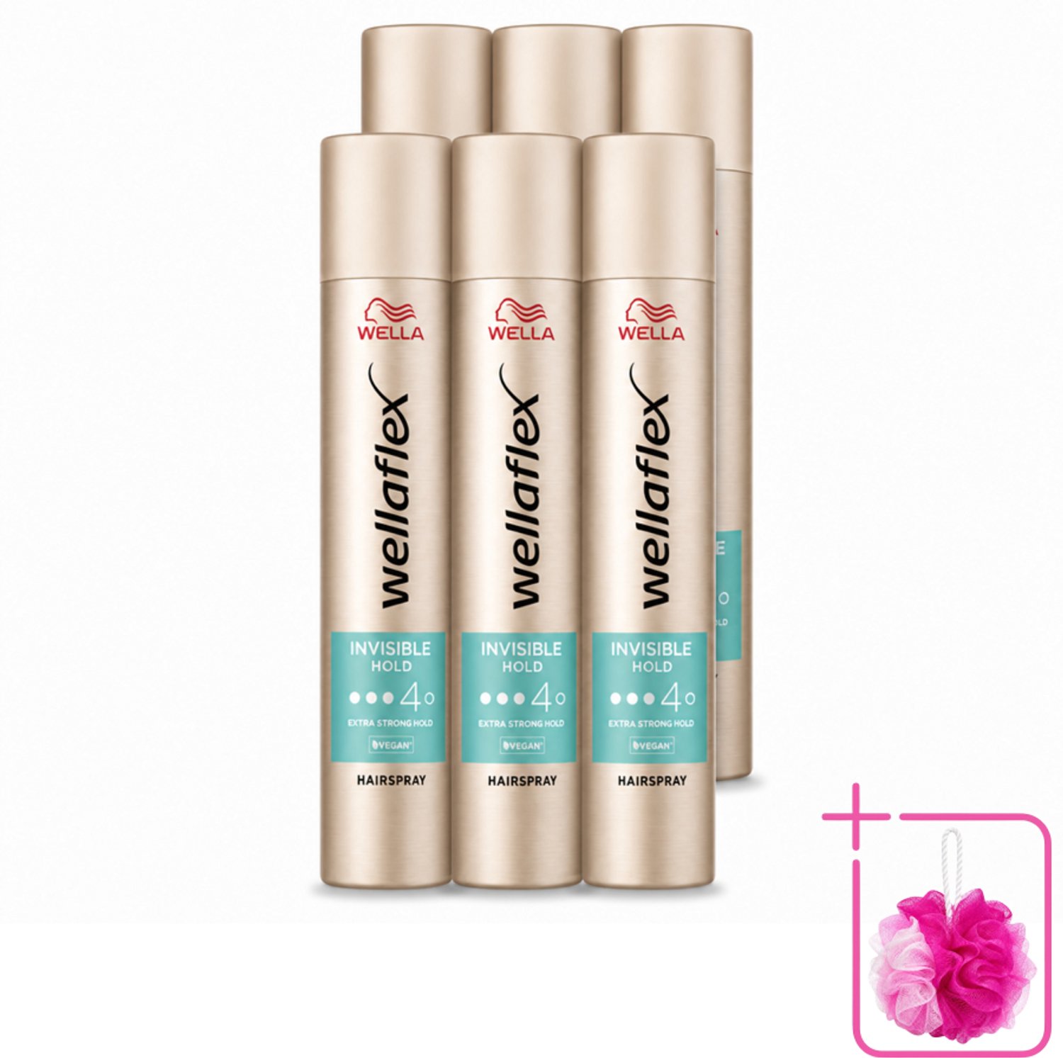6 x Wella – Flex Invisible Hold – Haarspray Extra Strong – 250 ml - Bulkverpakking - Haarspray - Douchemop - Flexibele fixatie