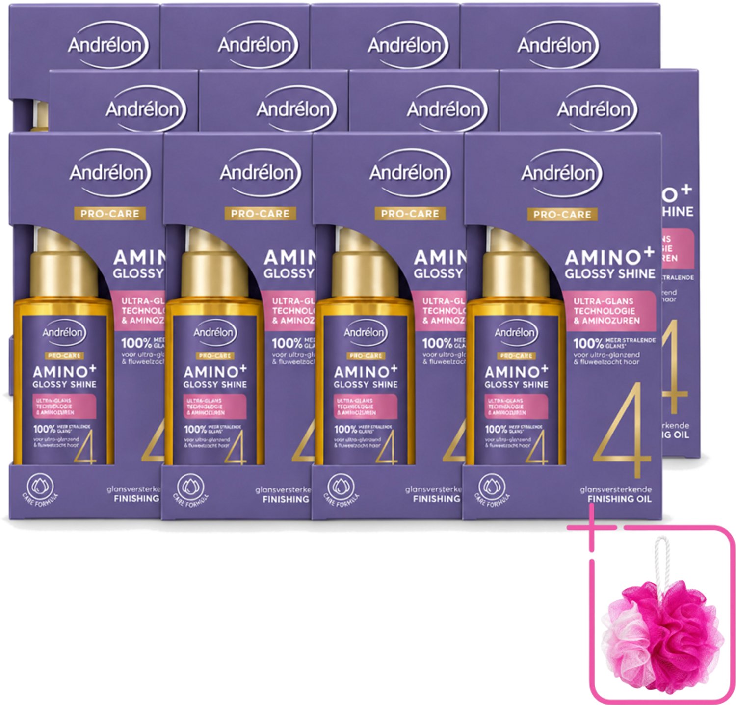 12 x Andrélon – Finishing Oil – Pro Care Amino+ Glossy Shine – 50 ml - Bulkverpakking - Glans haar - Douchemop - Pluisvrij haar