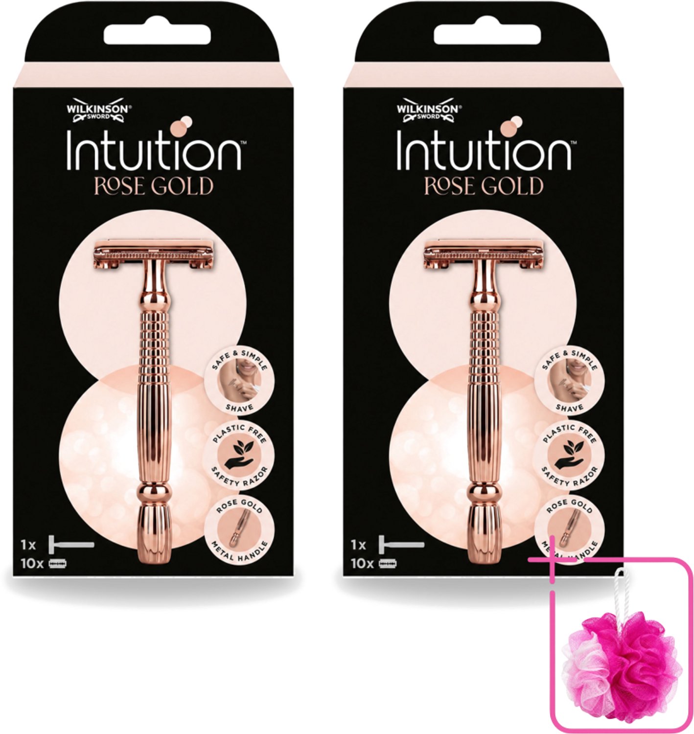 2 x Wilkinson Sword - Scheermes - Intuition Rose Gold - Luxe - 10 mesjes - Bulkverpakking - Scheermes - Veiligheidsscheermes