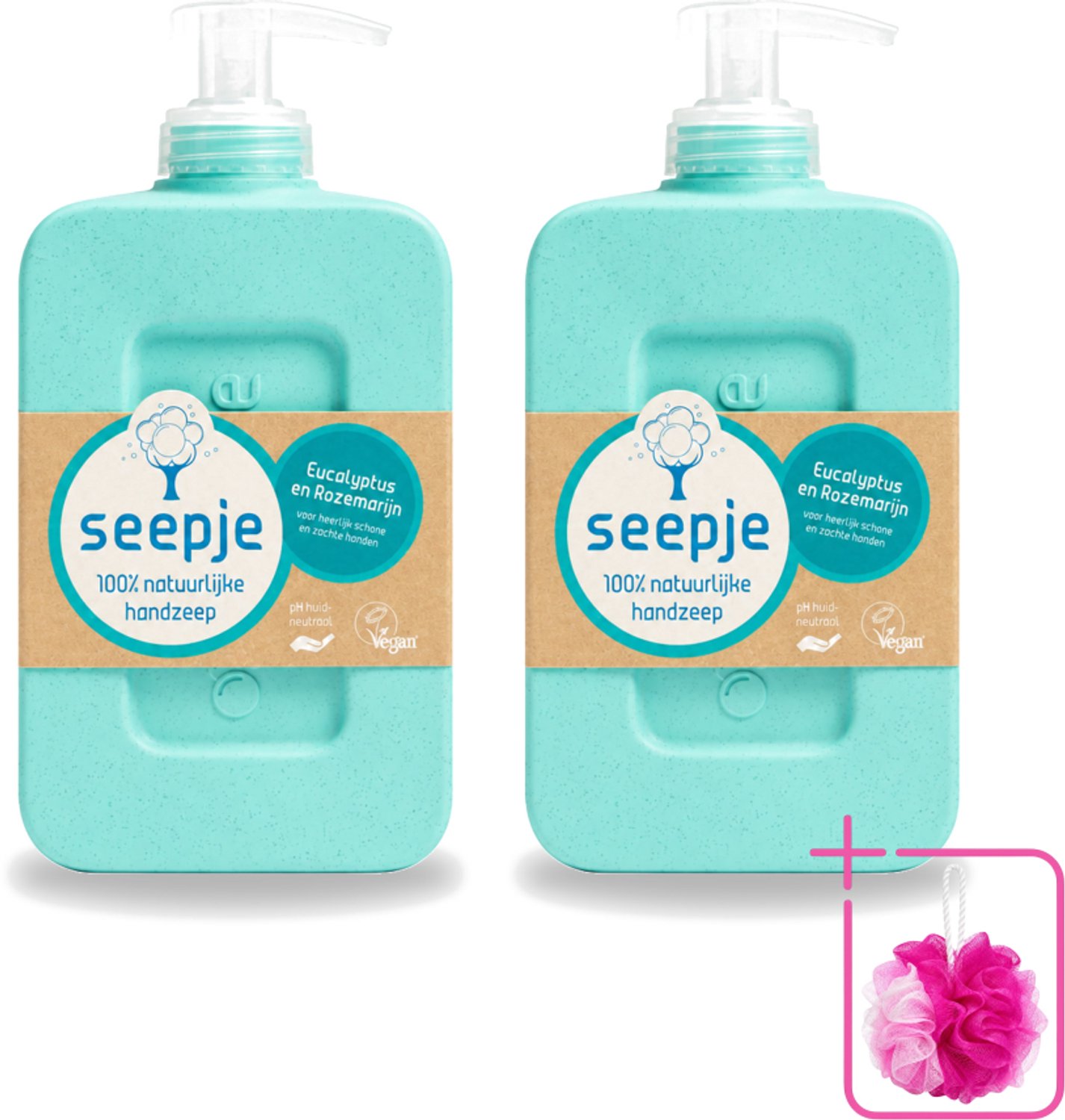 2 x Seepje - Handzeep - Eucalyptus met Rozemarijn - 300 ml - Antiseptische Geur - Bulkverpakking - Handzeep - Douchemop - Eucalyptus