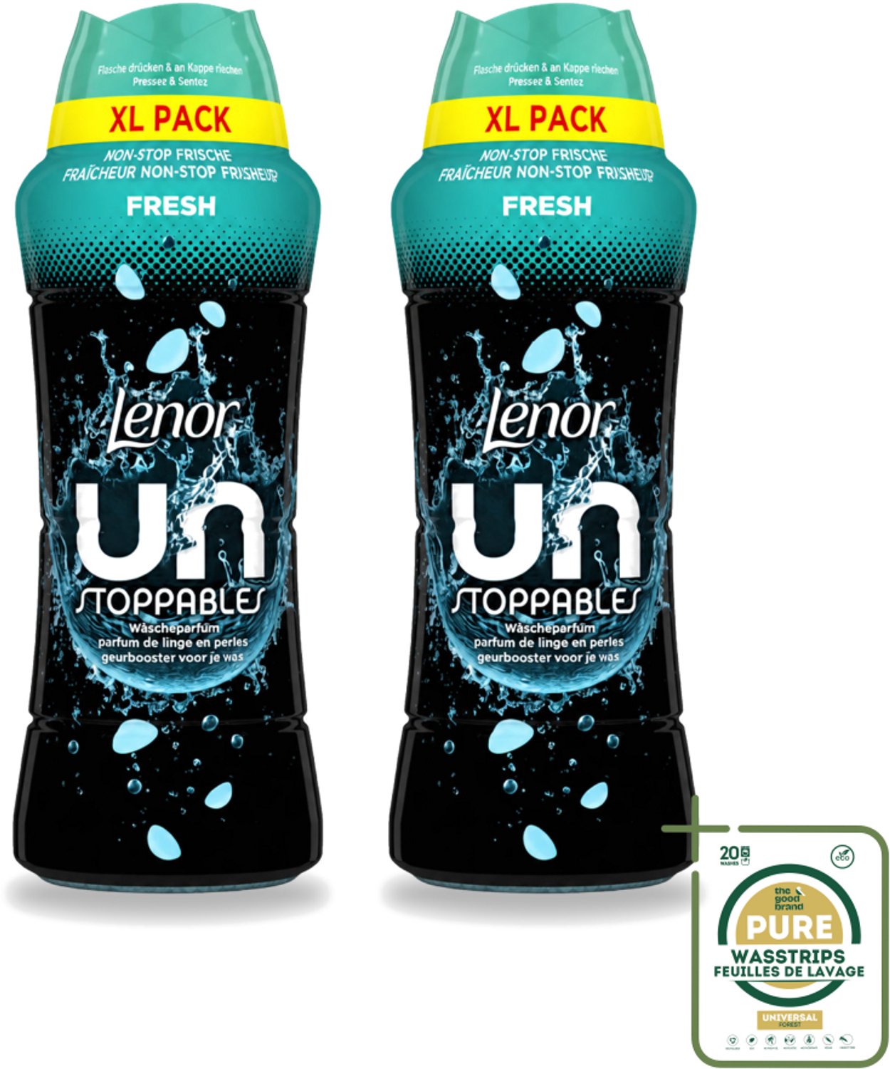 2 x Lenor Unstoppables - Geurbooster - Fris - Non-Stop Frisheid - Grootverpakking - Wasstrips - Geurbooster - Wasgeur - Frisheid - Textielverfrisser - Wasroutine