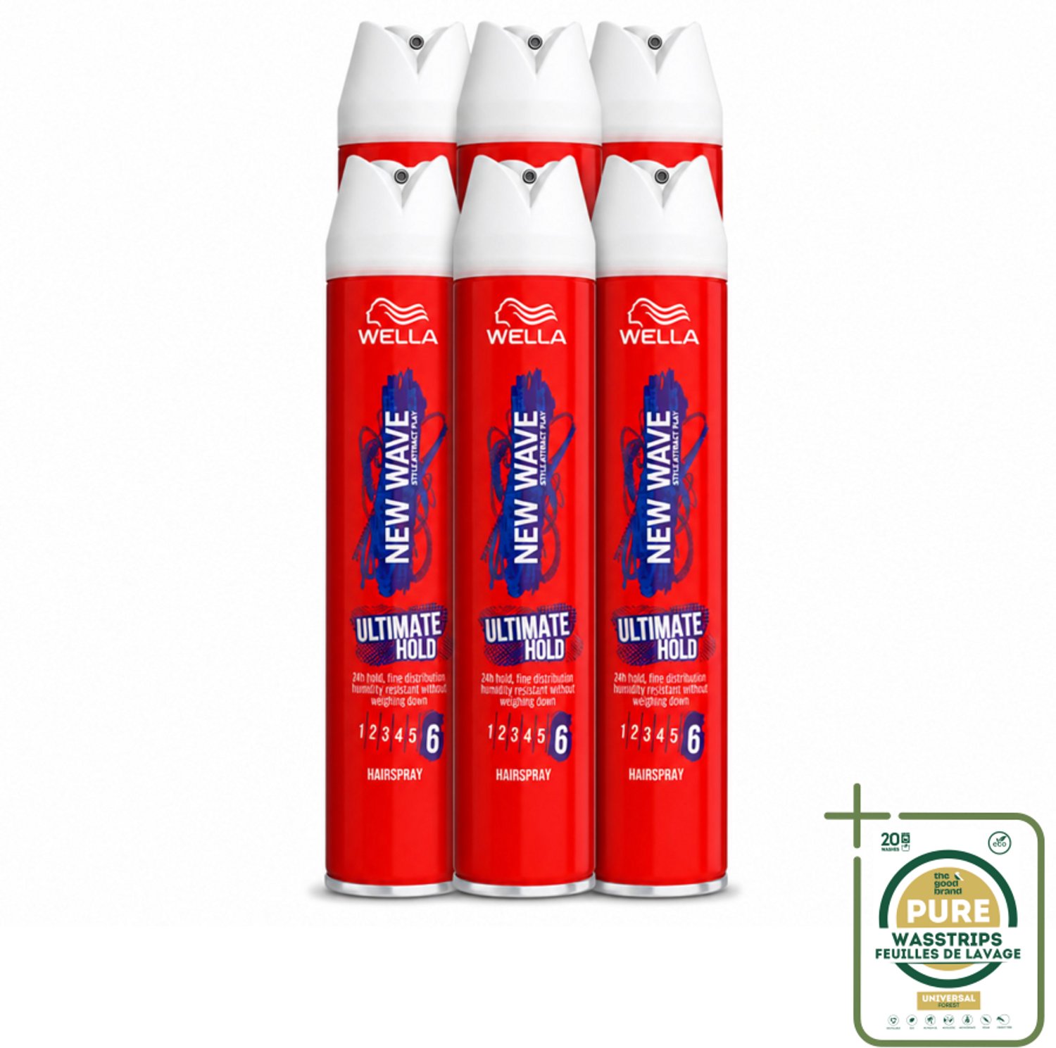 6 x Wella – New Wave Ultimate Hold – Haarspray – 400 ml - Wasstrips - Haarspray - Haartype - UV Bescherming - Fixatie - Haar Fixatie