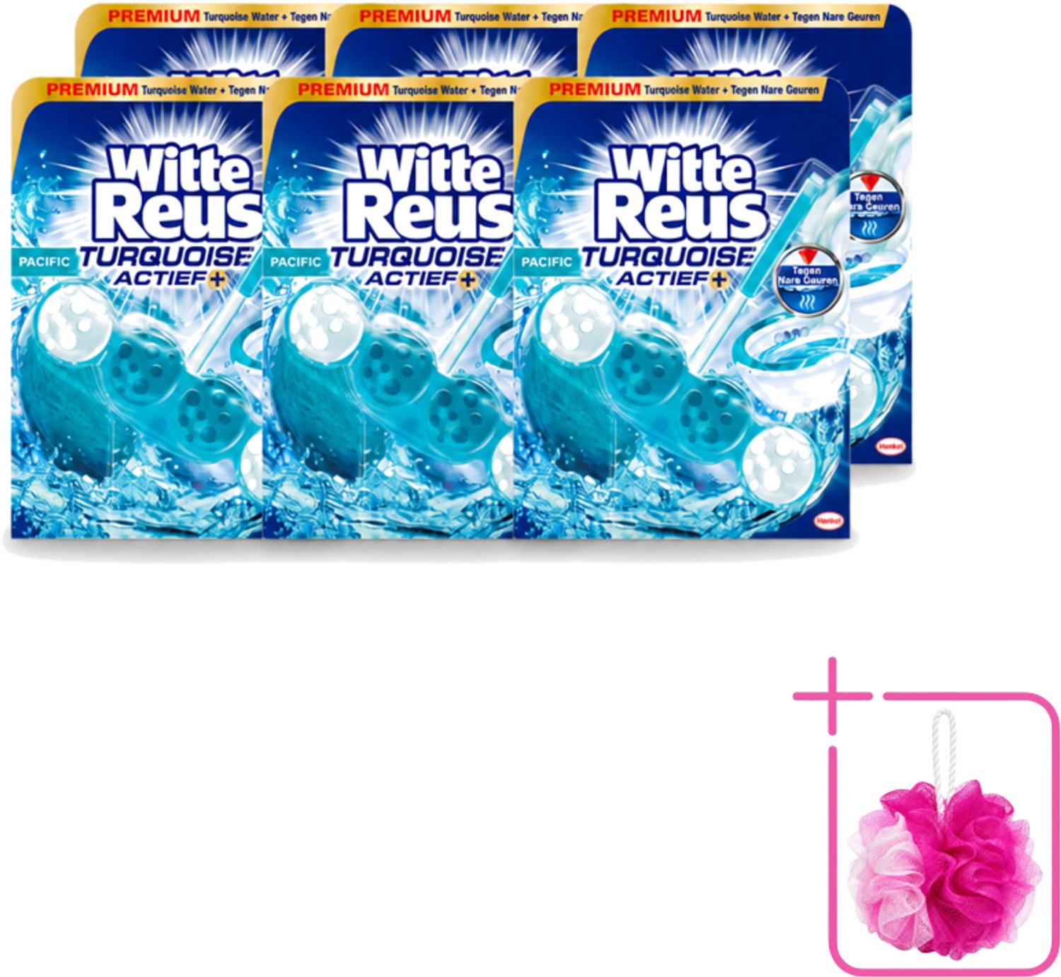 6 x Witte Reus - Turquoise Actief Toiletblok - 1 Toiletblok - Bulkverpakking - Toiletbelevening - Douchemop - Reiniging