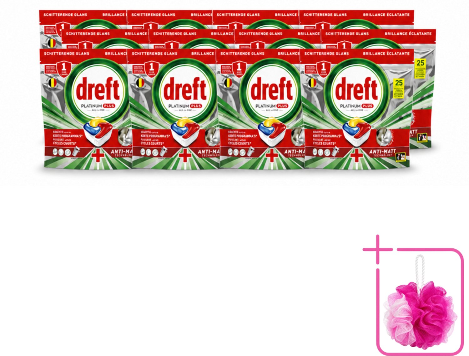 12 x Dreft - Vaatwastabletten - Platinum Plus All-in-One Citroen - Frisse geur - 25 Tabletten - Bulkverpakking - Vaatwasmachine - Vaat reinigen