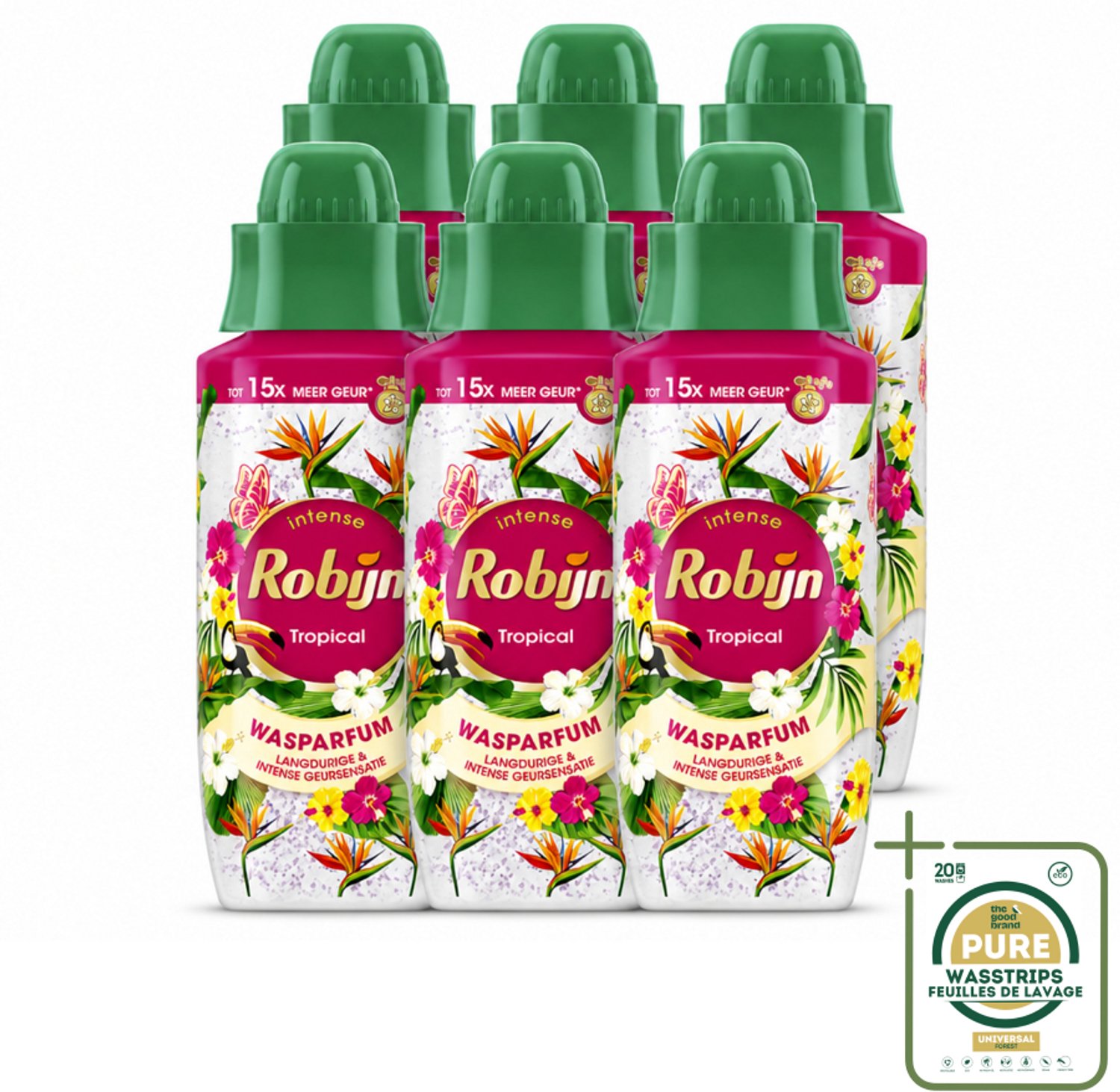 6 x Robijn – Wasparfum – Tropical – 342 ml - Wasstrips - Wasparfum - Tropisch - Geur - Wasverzachter - Wasmiddel