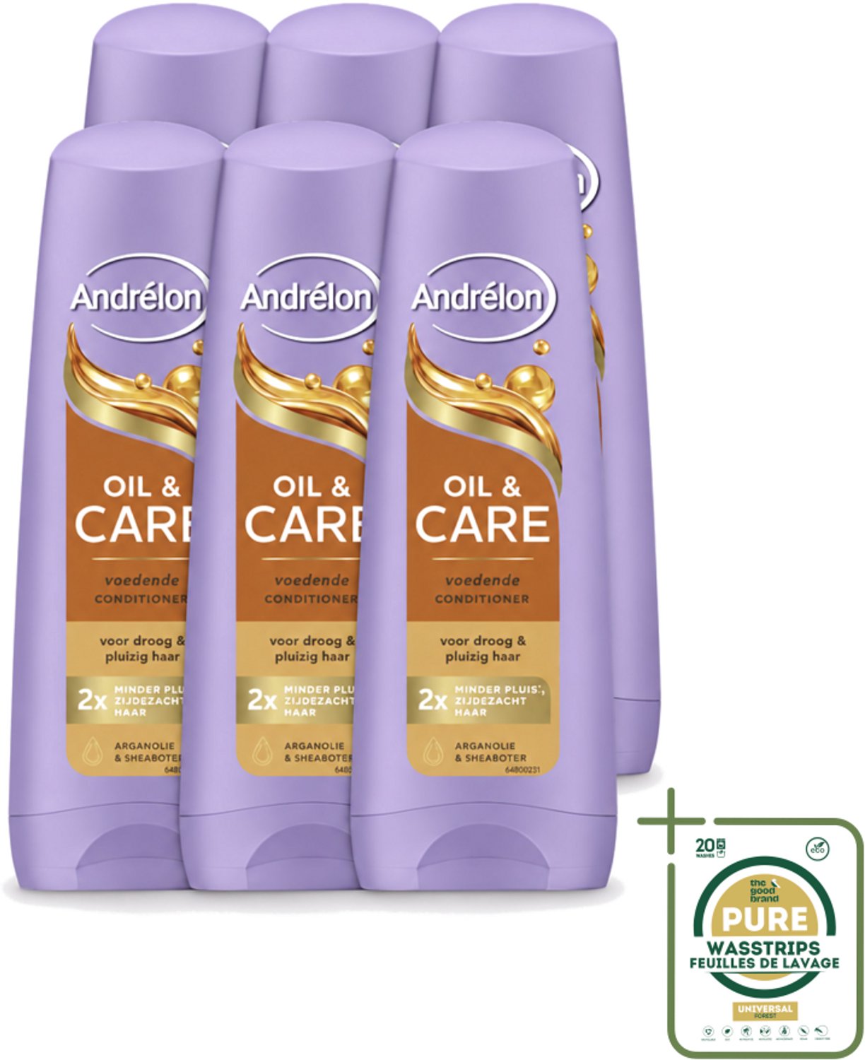 6 x Andrélon – Conditioner – Oil & Care – 200 ml - Wasstrips - Droog Haar - Pluis - Haar Verzorging - Haar Voeding - Haar Conditioner