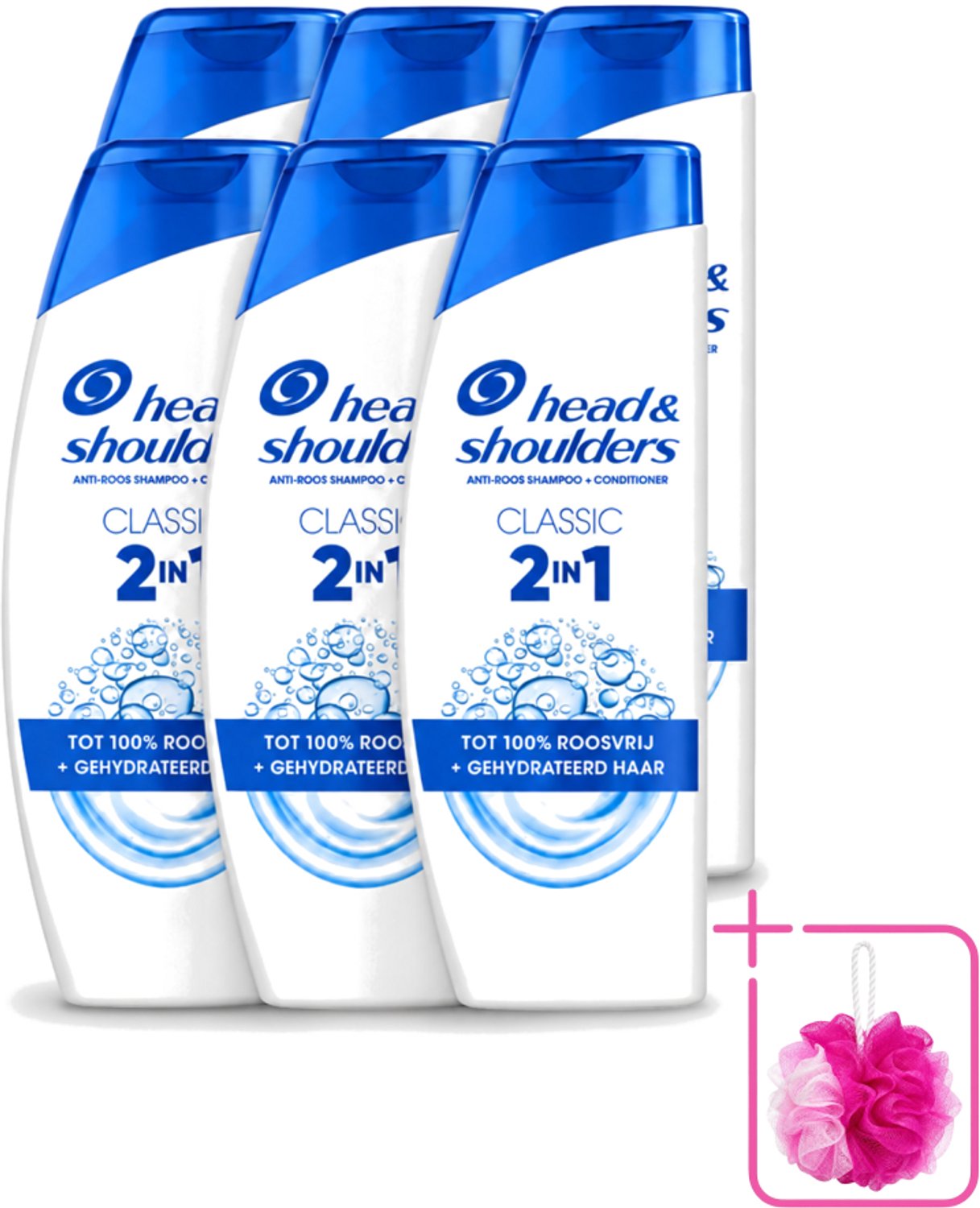 6 x Head & Shoulders – 2-in-1 – Classic – 300 ml - Bulkverpakking - Anti-roos shampoo - Douchemop - 2-in-1 shampoo