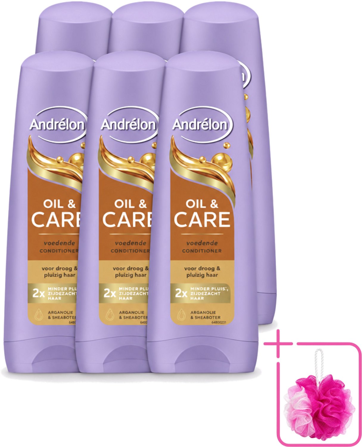 6 x Andrélon – Conditioner – Oil & Care – 200 ml - Bulkverpakking - Droog haar - Douchemop - Pluis haar