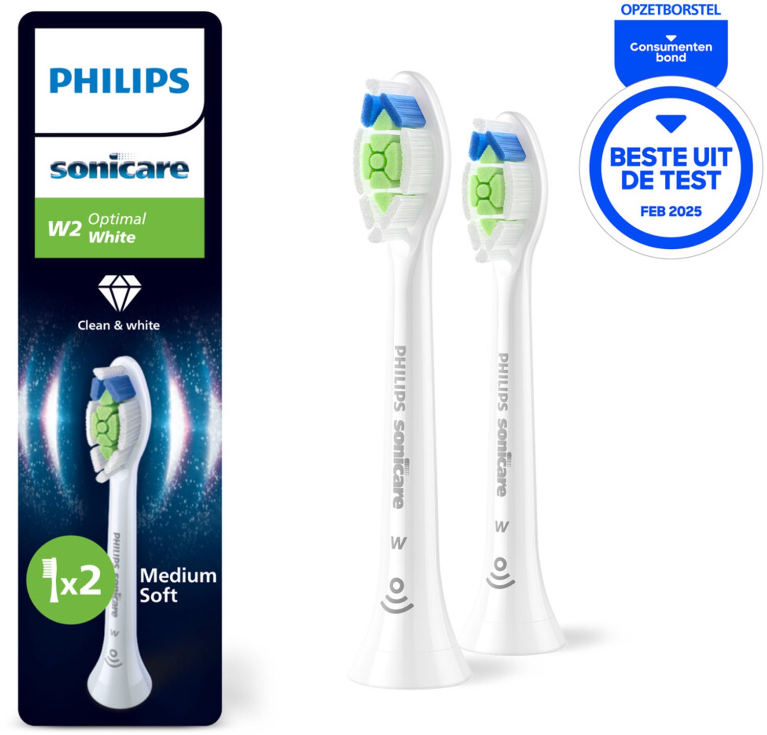 Philips Sonicare - Opzetborstels W2 Optimal White Wit HX6062/87 - 6 x 2 stuks - Voordeelverpakking