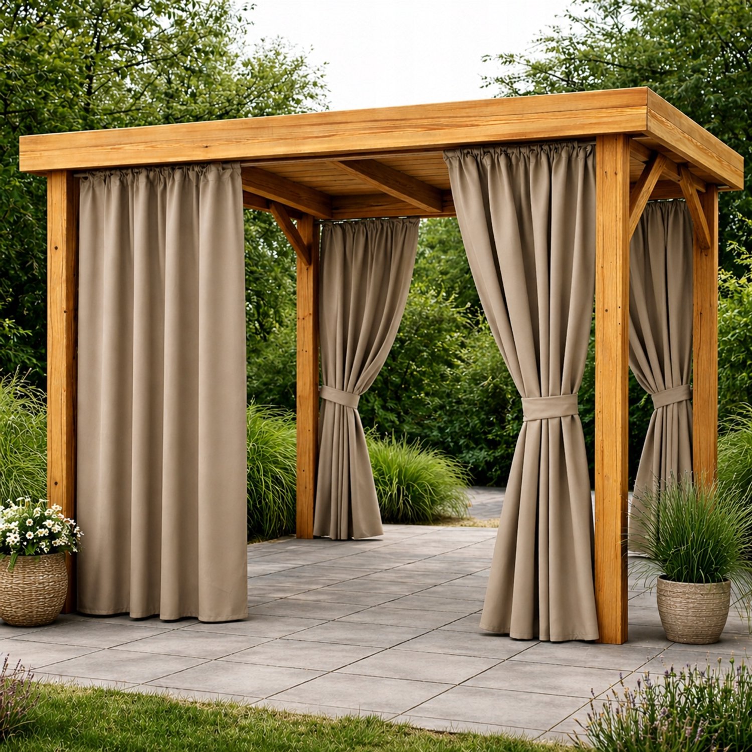 Waterdichte Terrasgordijn 250x150 cm - Tuin Gordijn met Tunnel