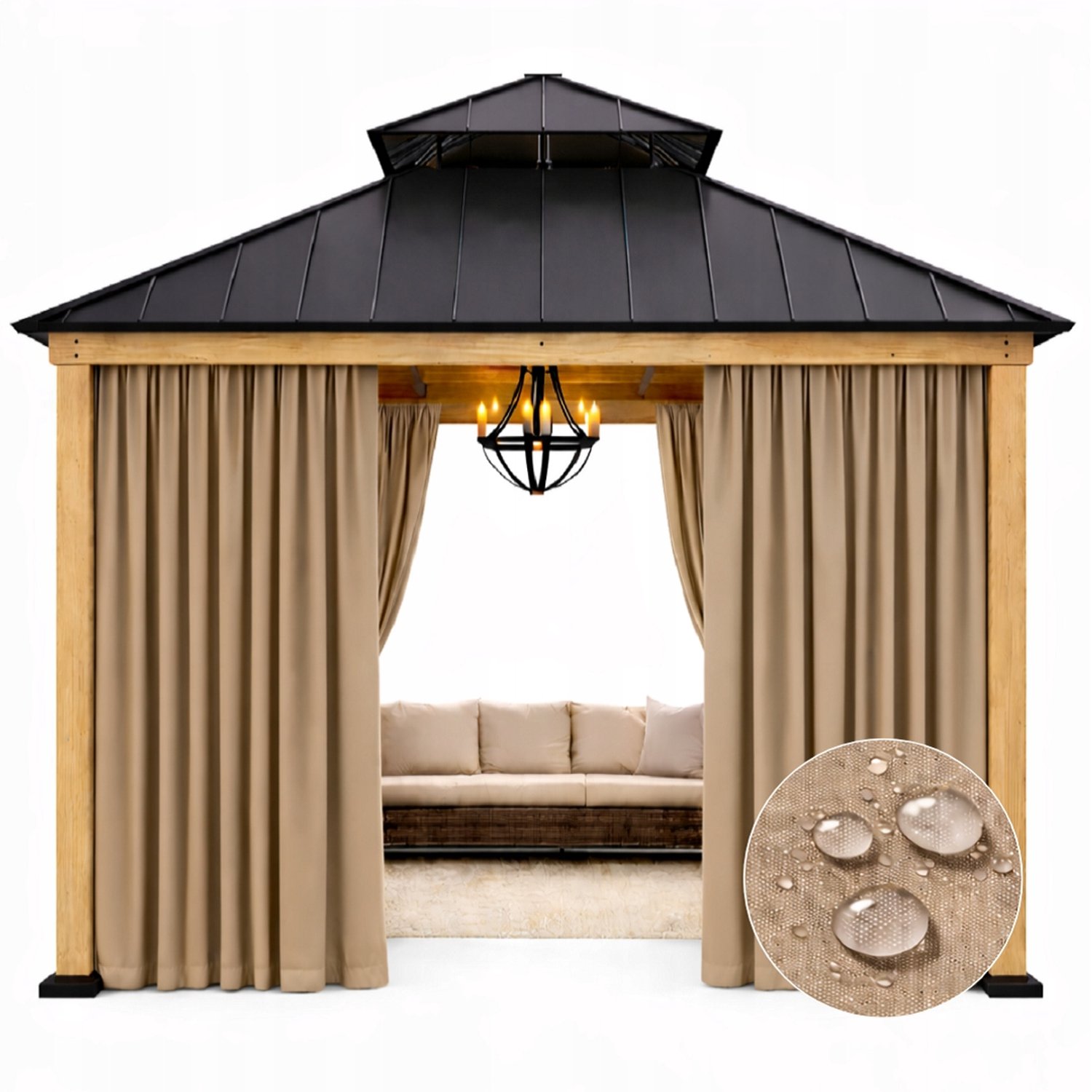 Waterdichte Buitenjaloezieën voor Tuin, Terras & Balkon - Beige 155x230cm