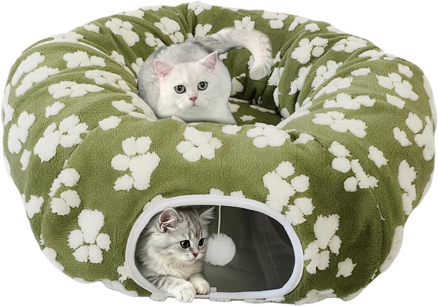 Katten Donut Met Speelbal Pluche Warm Opvouwbaar Anti-Kantel