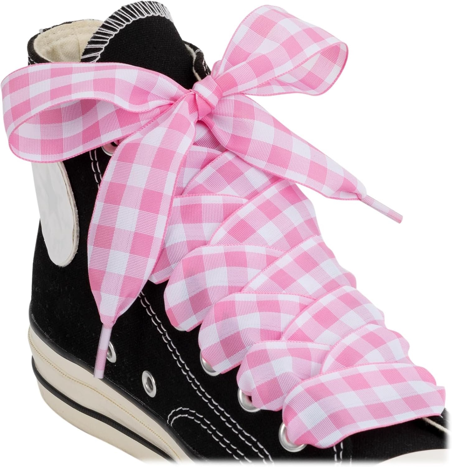 2 paar Fancy Ribbon Schoenveters voor Sneakers 1 "Brede Platte Geruite Schoenveters voor Laarzen